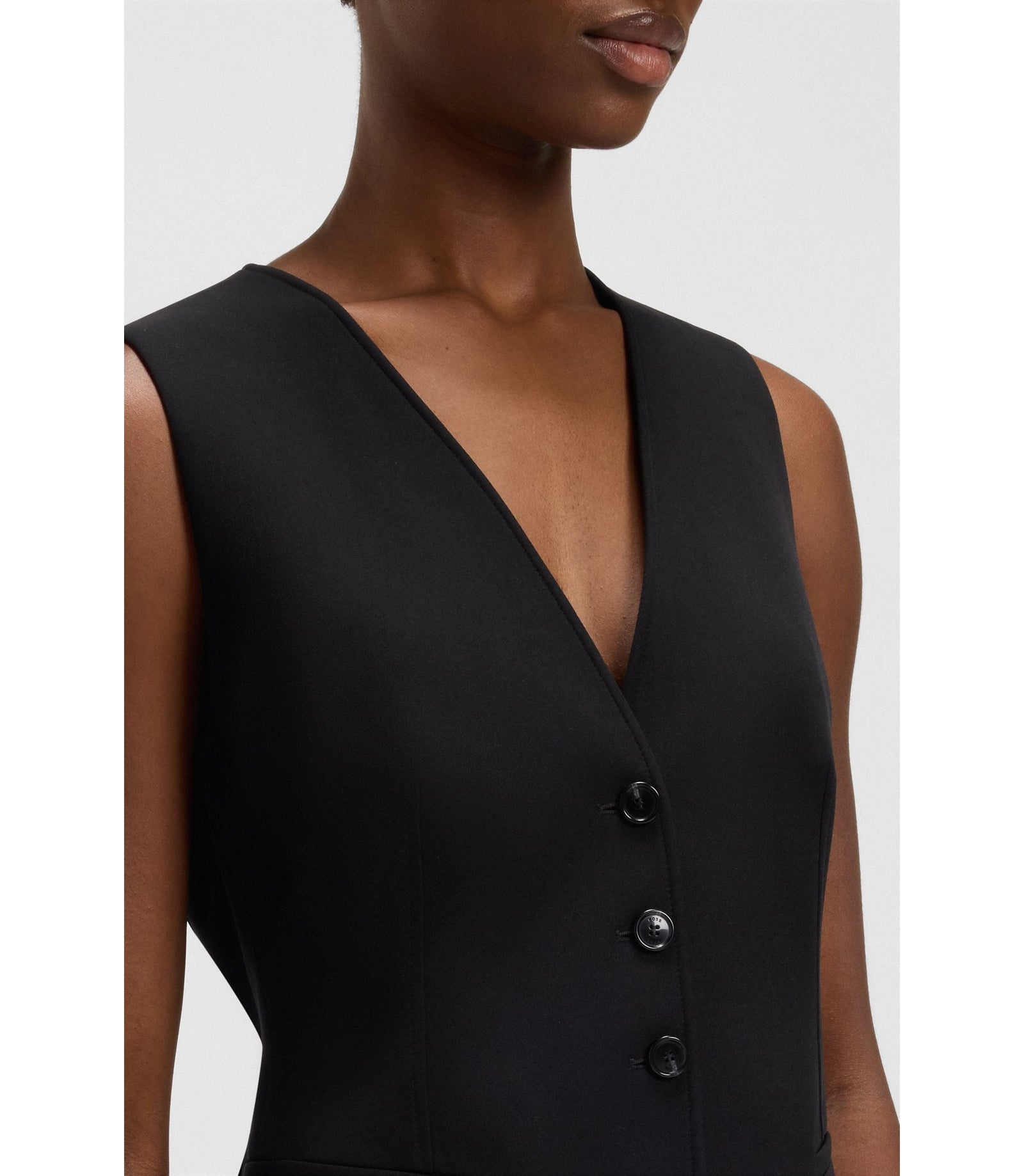 Boss Oversized Fit Waistcoat In Stretch Crepe Black Women's