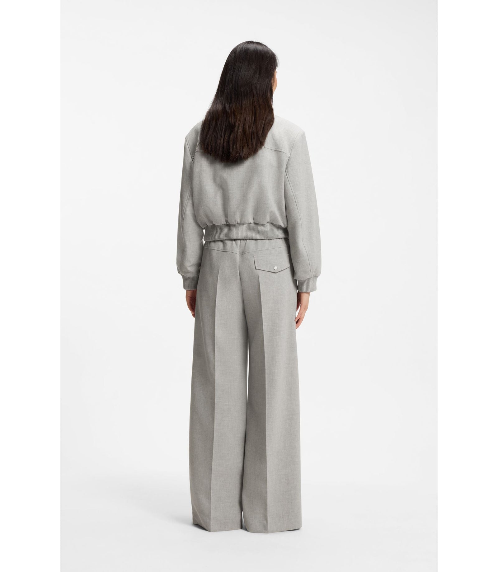Boss Oversized Fit Trousers In Stretch Twill Patterned Women's