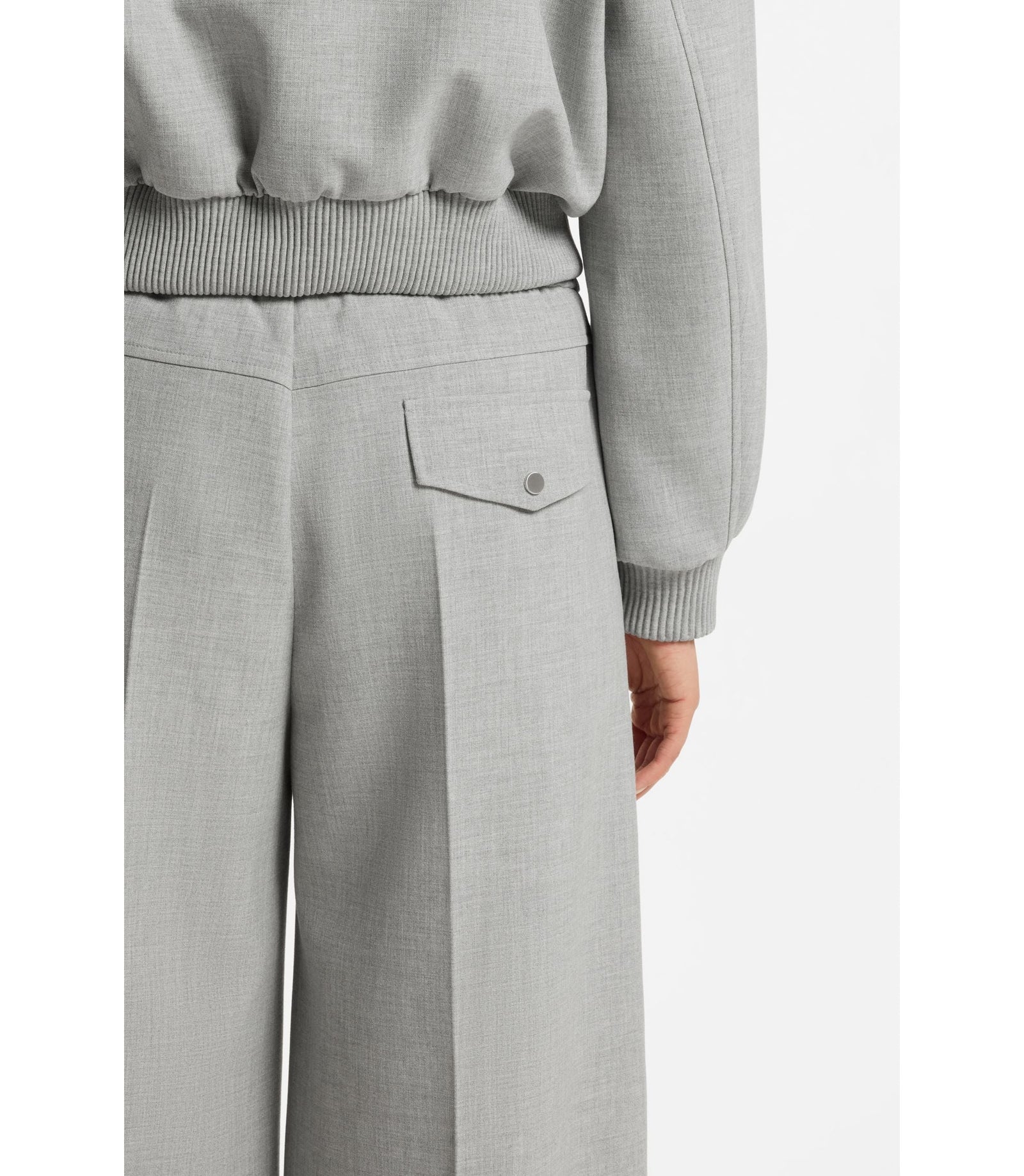 Boss Oversized Fit Trousers In Stretch Twill Patterned Women's