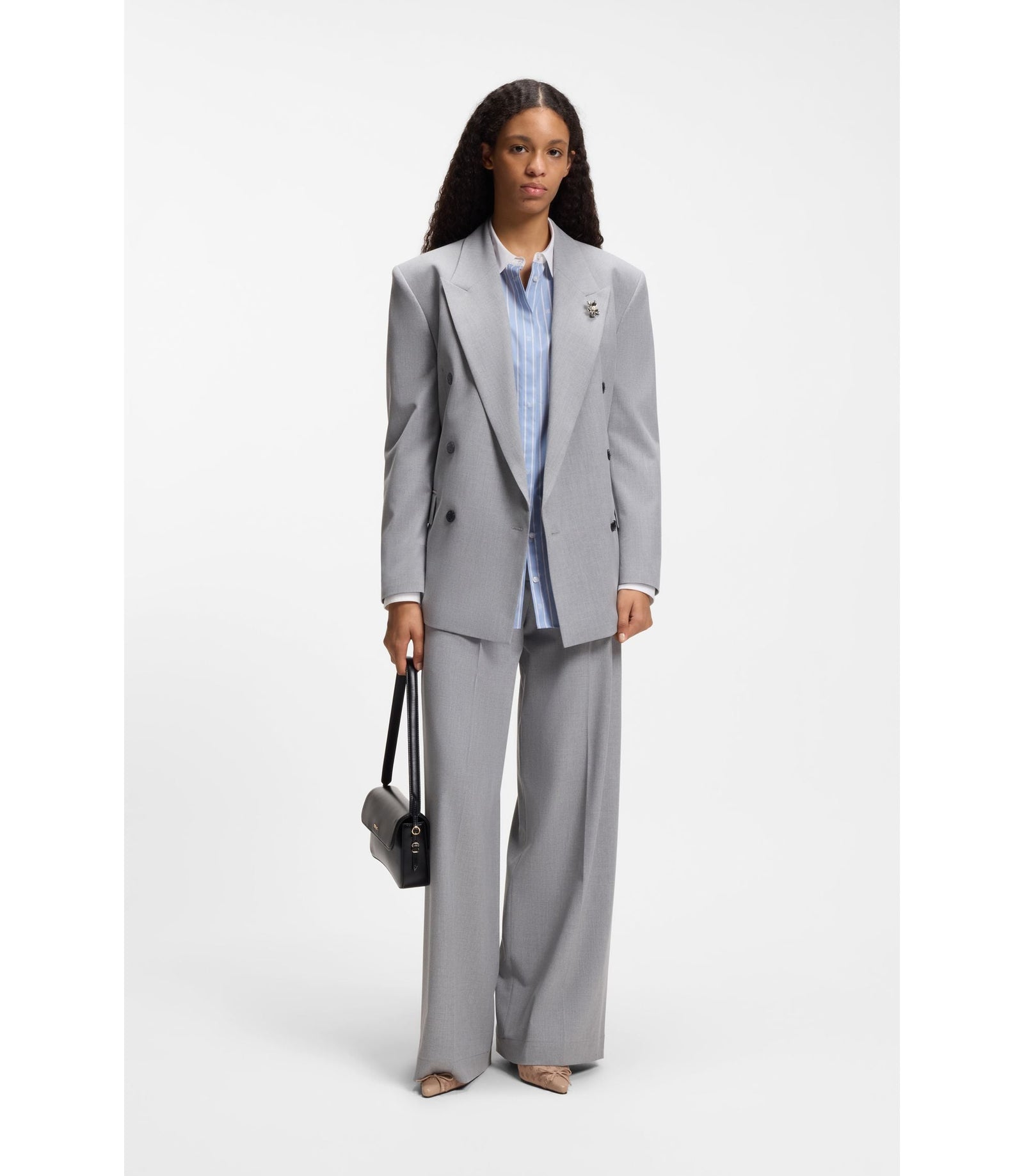 Hugo Oversized Fit Blouse With Stacked Logos Patterned Women's