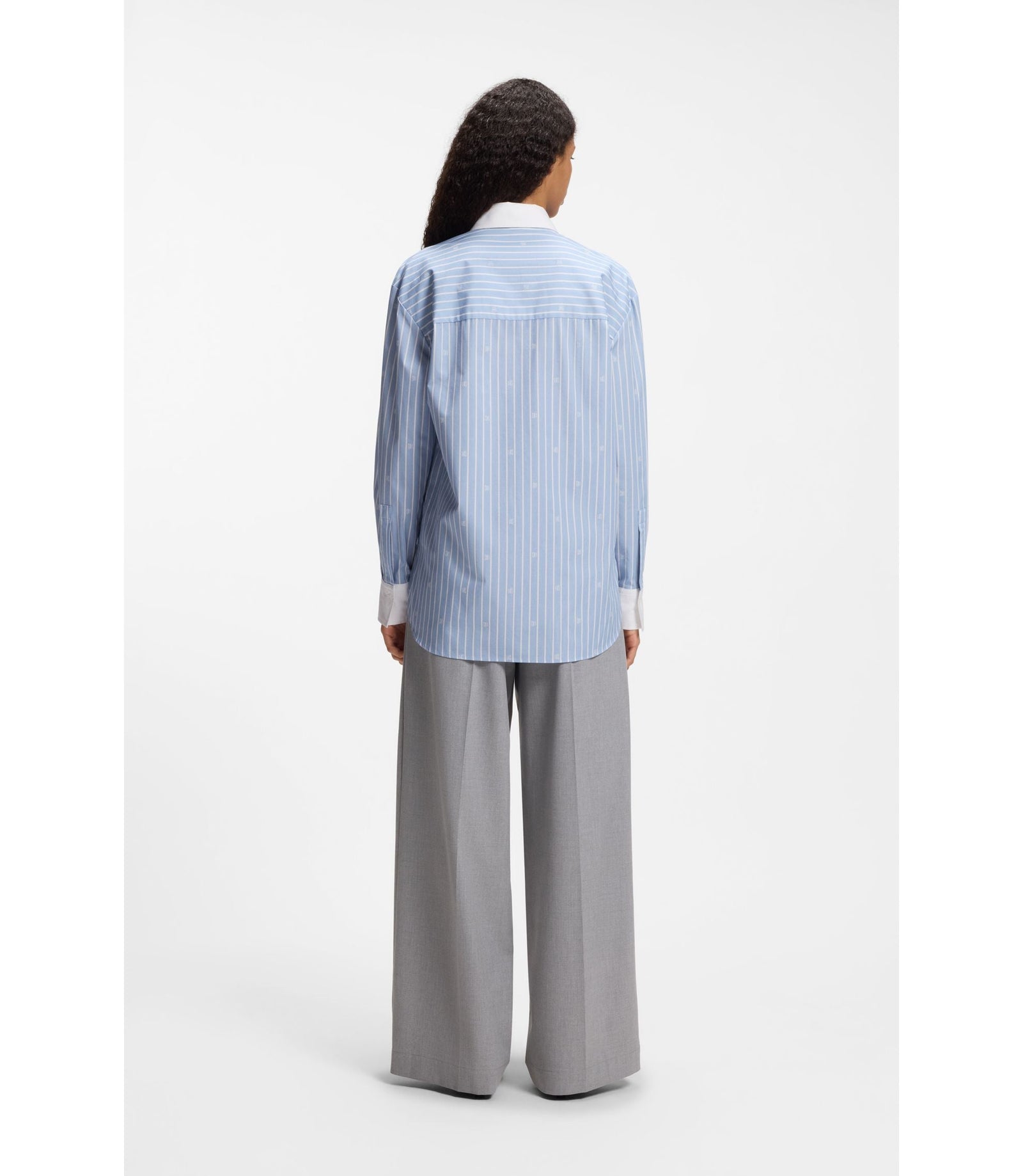 Hugo Oversized Fit Blouse With Stacked Logos Patterned Women's