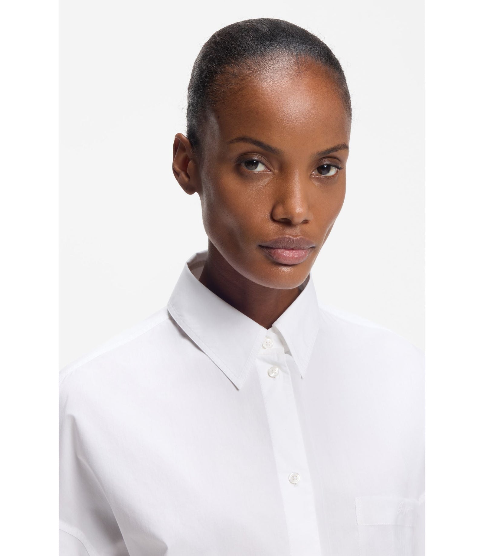 Boss Oversized Fit Blouse In Organza And Poplin White Women's