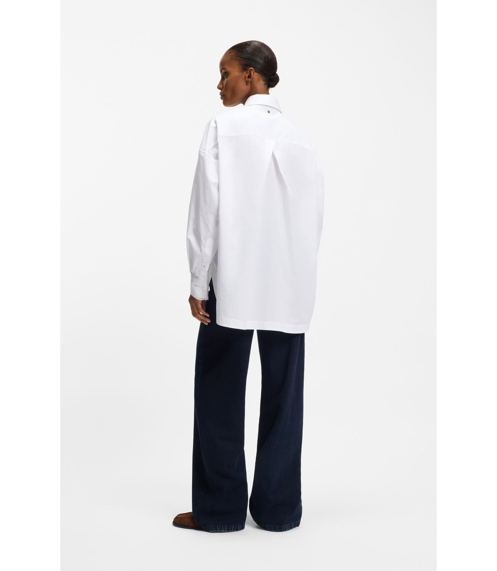 Boss Oversized Fit Blouse In Organza And Poplin White Women's