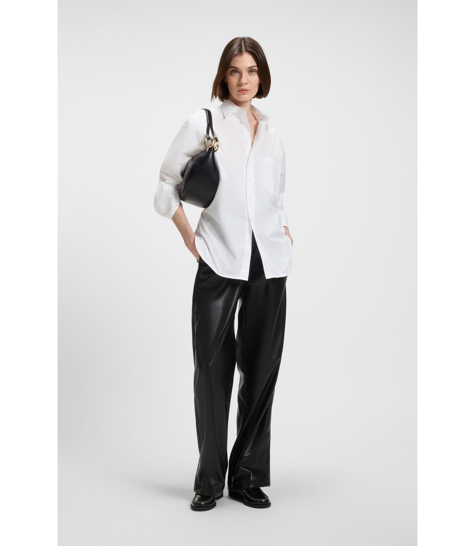 Boss Oversized Fit Blouse In Cotton White Women's