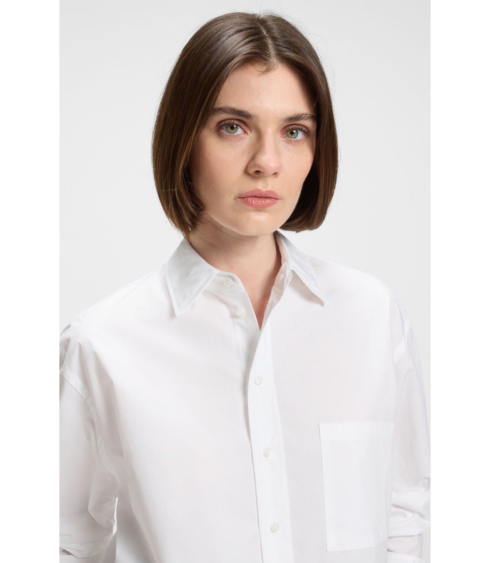 Boss Oversized Fit Blouse In Cotton White Women's