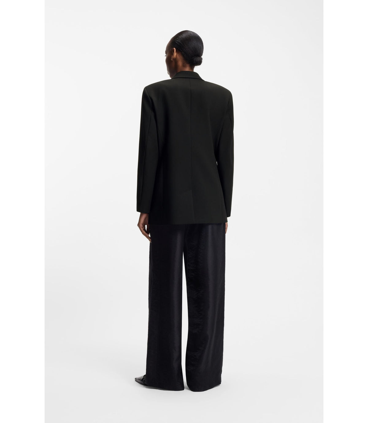 Hugo Oversized Fit Blazer With Rhinestone Lapel Brooch Black Women's