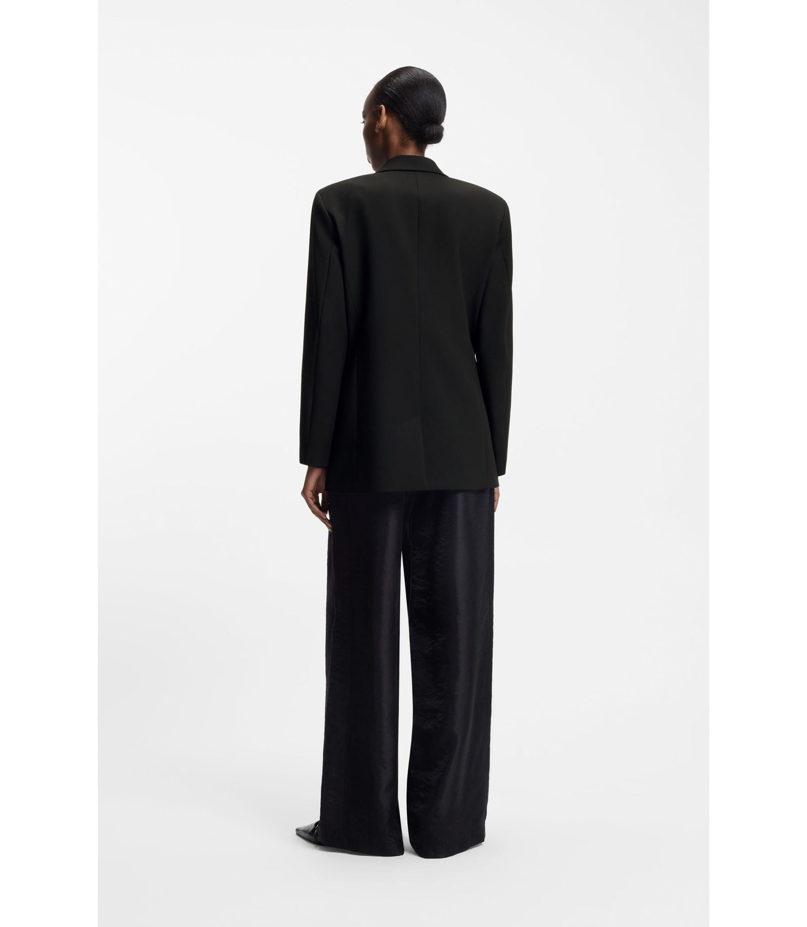 Hugo Oversized Fit Blazer With Rhinestone Lapel Brooch Black Women's