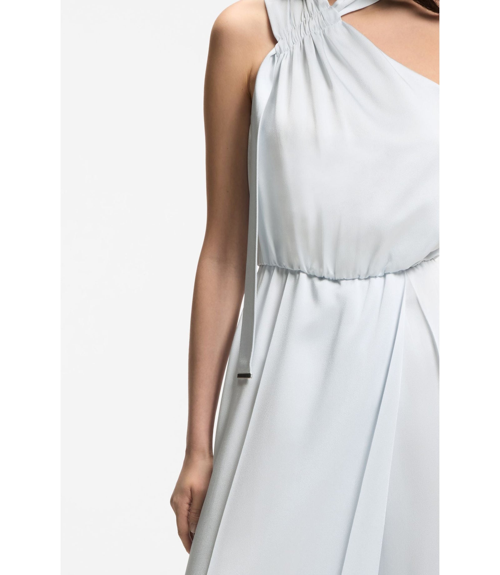 Boss One Shoulder Jumpsuit With Wrap Effect Front Light Blue Women's