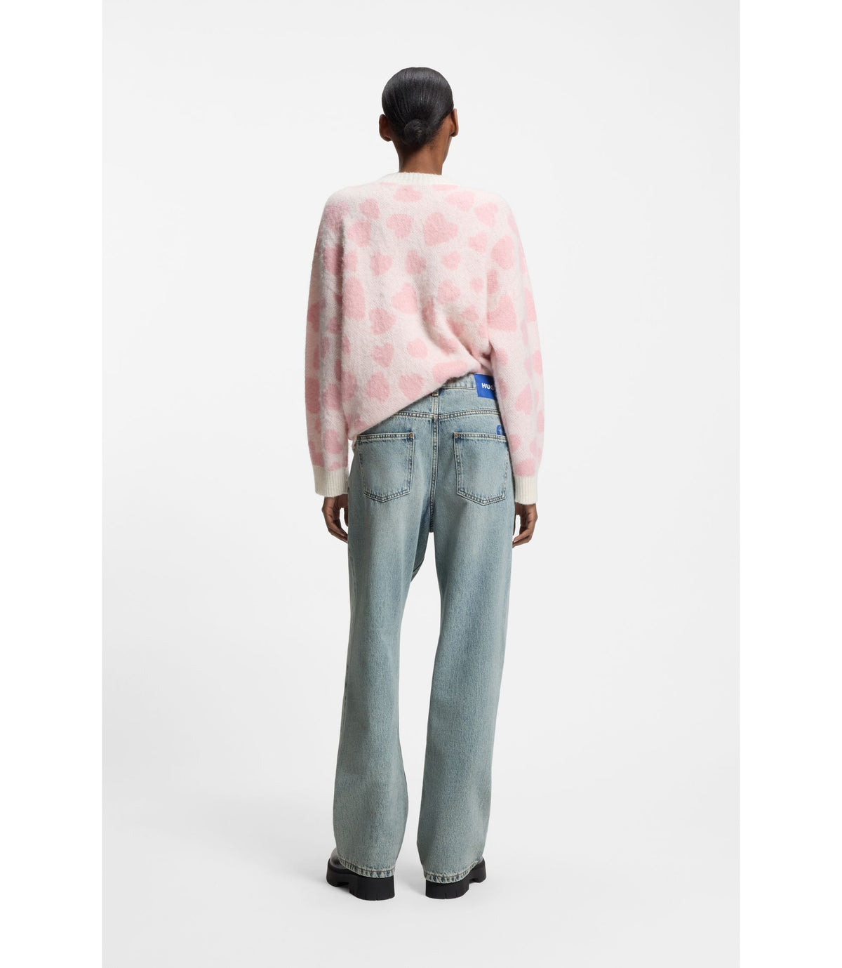 Hugo Ocean Blue Loose Fit Jeans In Rigid Denim Blue Women's