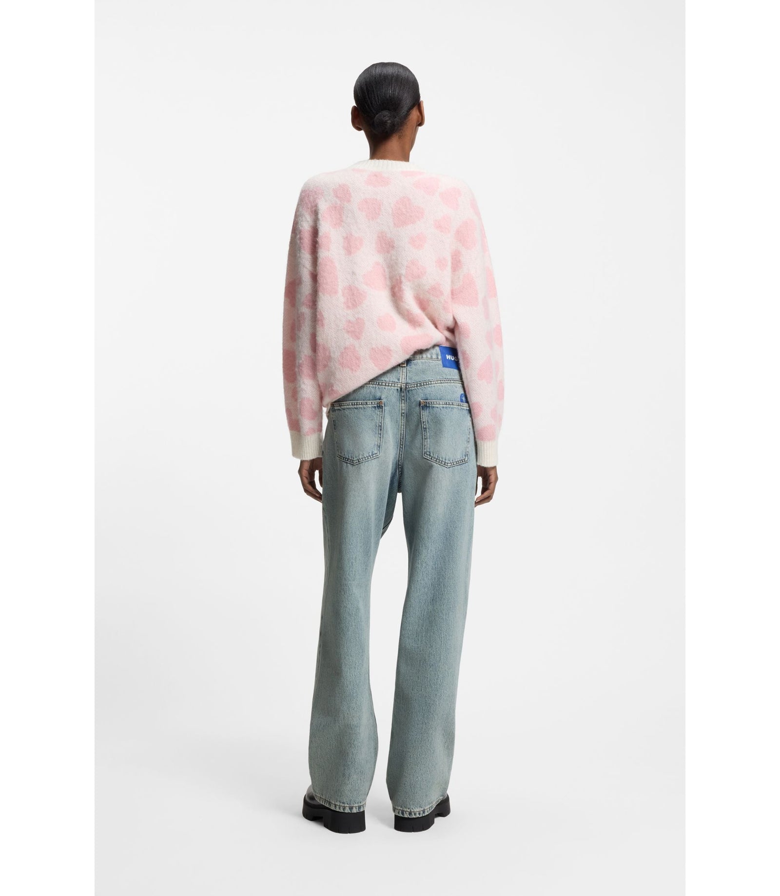 Hugo Ocean Blue Loose Fit Jeans In Rigid Denim Blue Women's