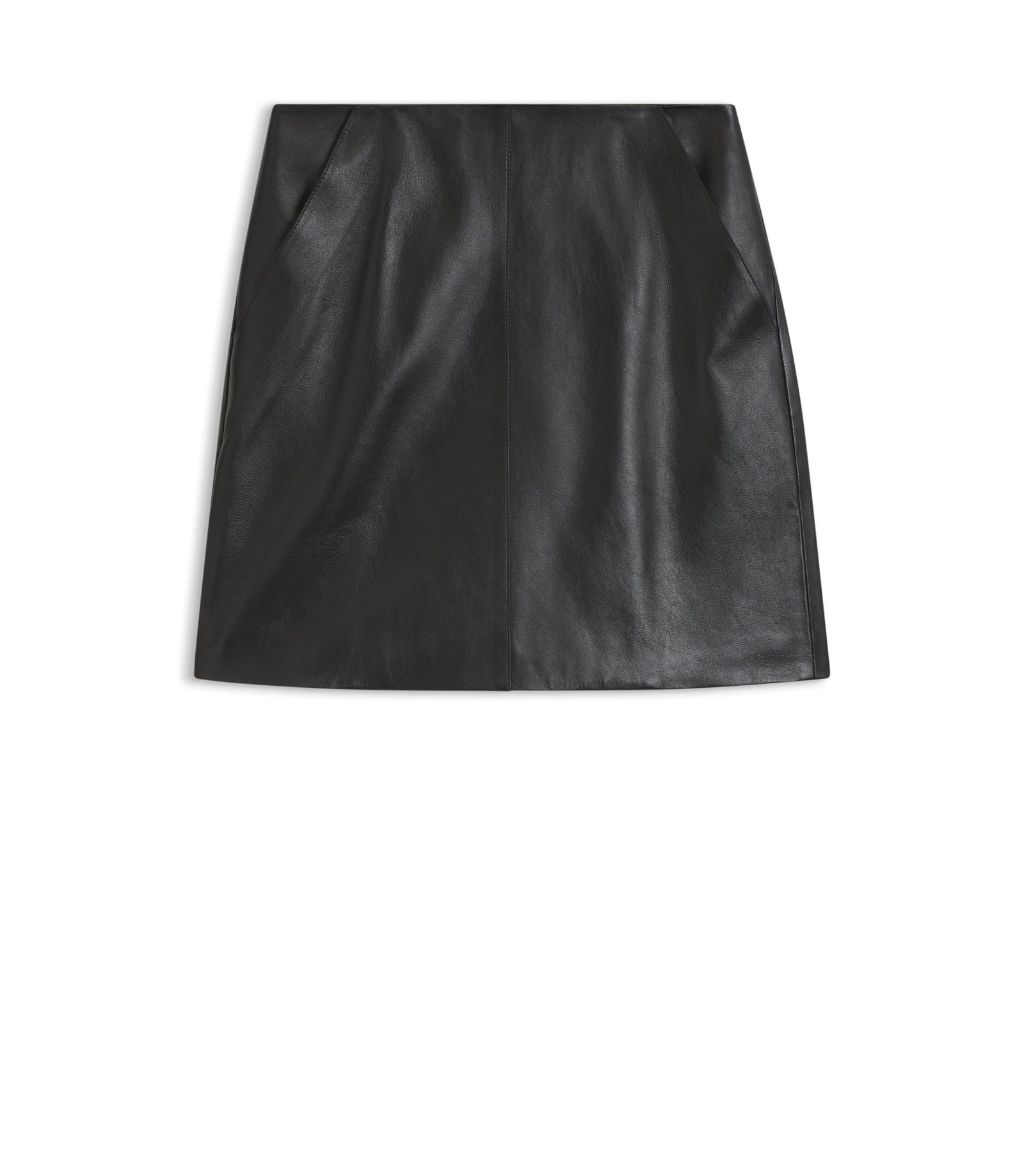 Boss Nappa Leather Skirt With Front Seam Black Women's