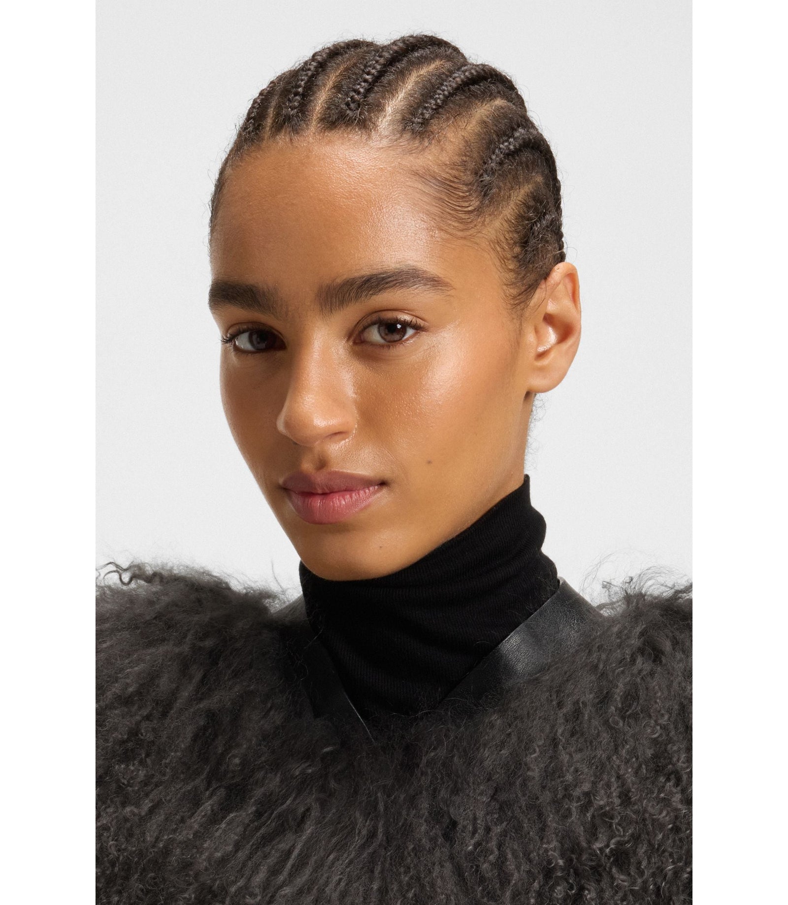 Boss Mongolian Shearling Gilet With Detachable Leather Belt Dark Grey Women's