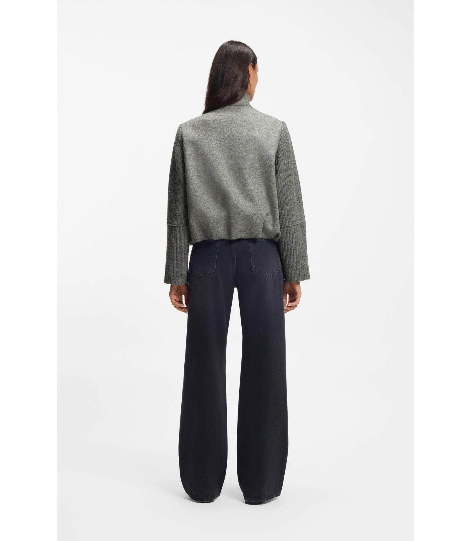 Boss Modern Fit Blazer In Boiled Virgin Wool Grey Women's