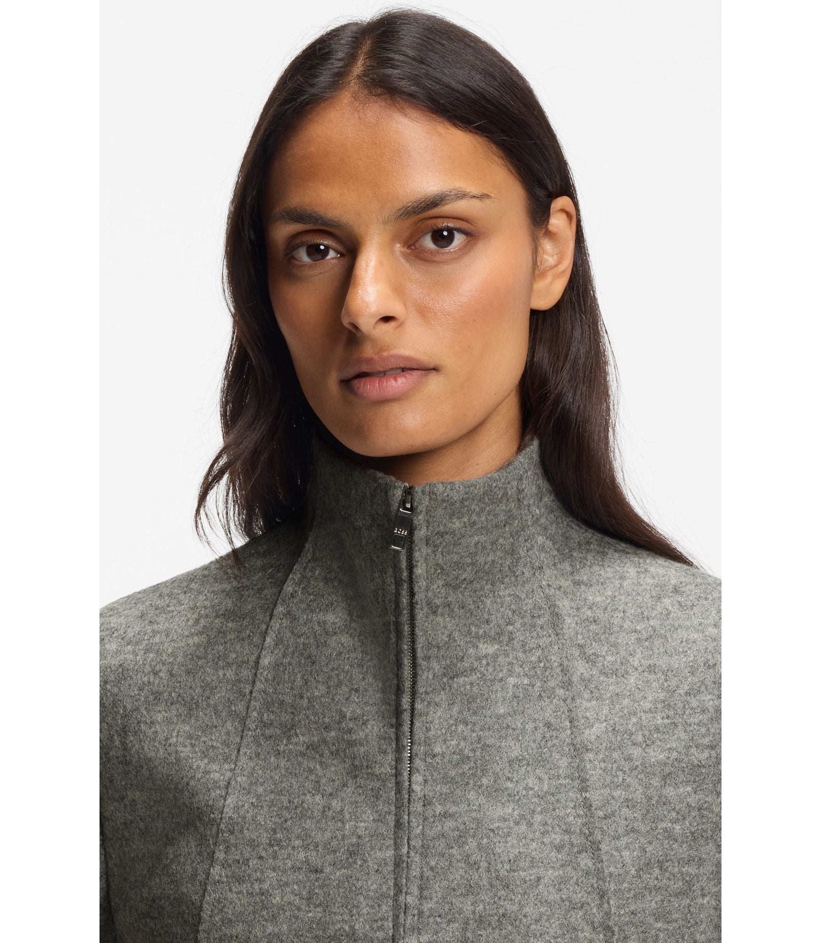 Boss Modern Fit Blazer In Boiled Virgin Wool Grey Women's