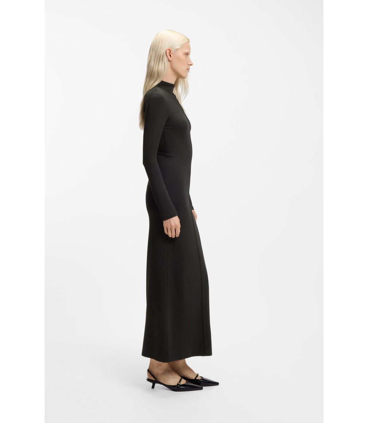 Hugo Mock Neck Dress In Stretch Jersey Black Women's