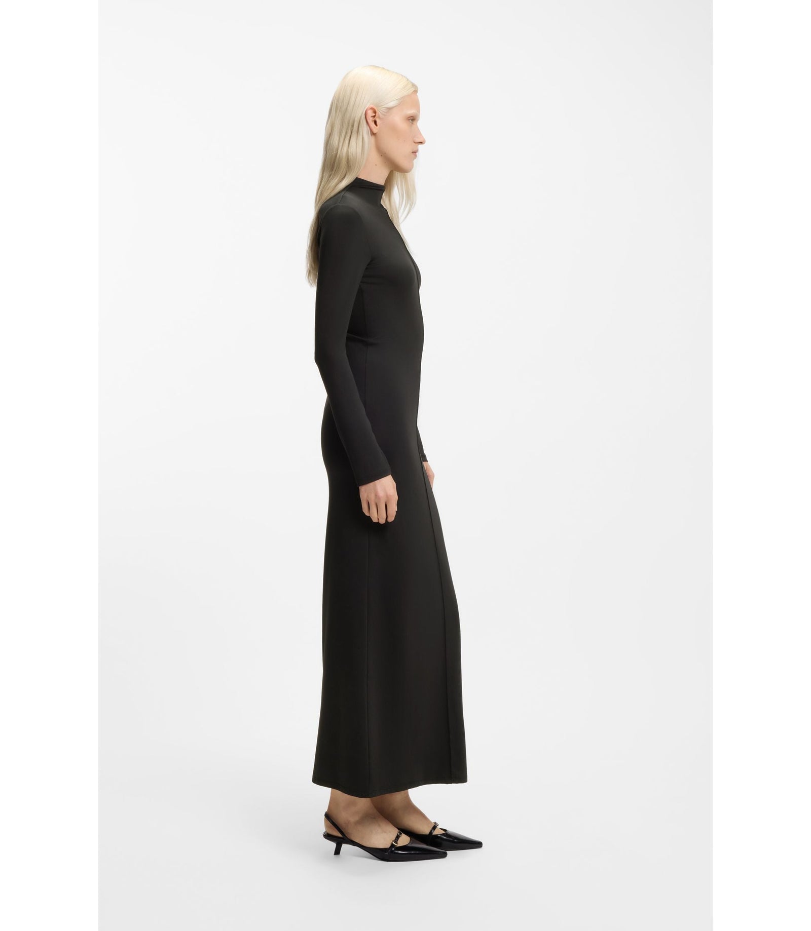 Hugo Mock Neck Dress In Stretch Jersey Black Women's