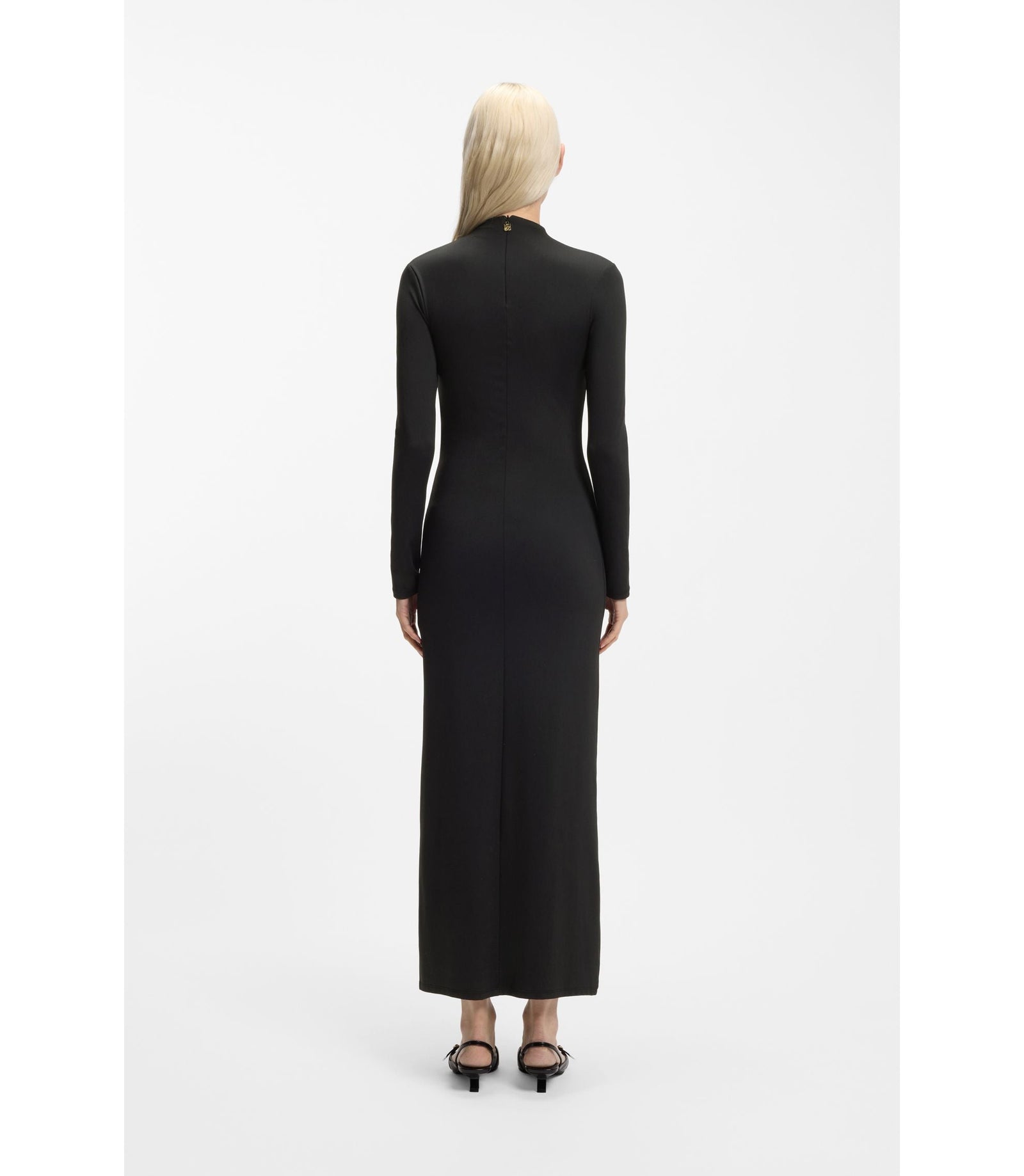Hugo Mock Neck Dress In Stretch Jersey Black Women's