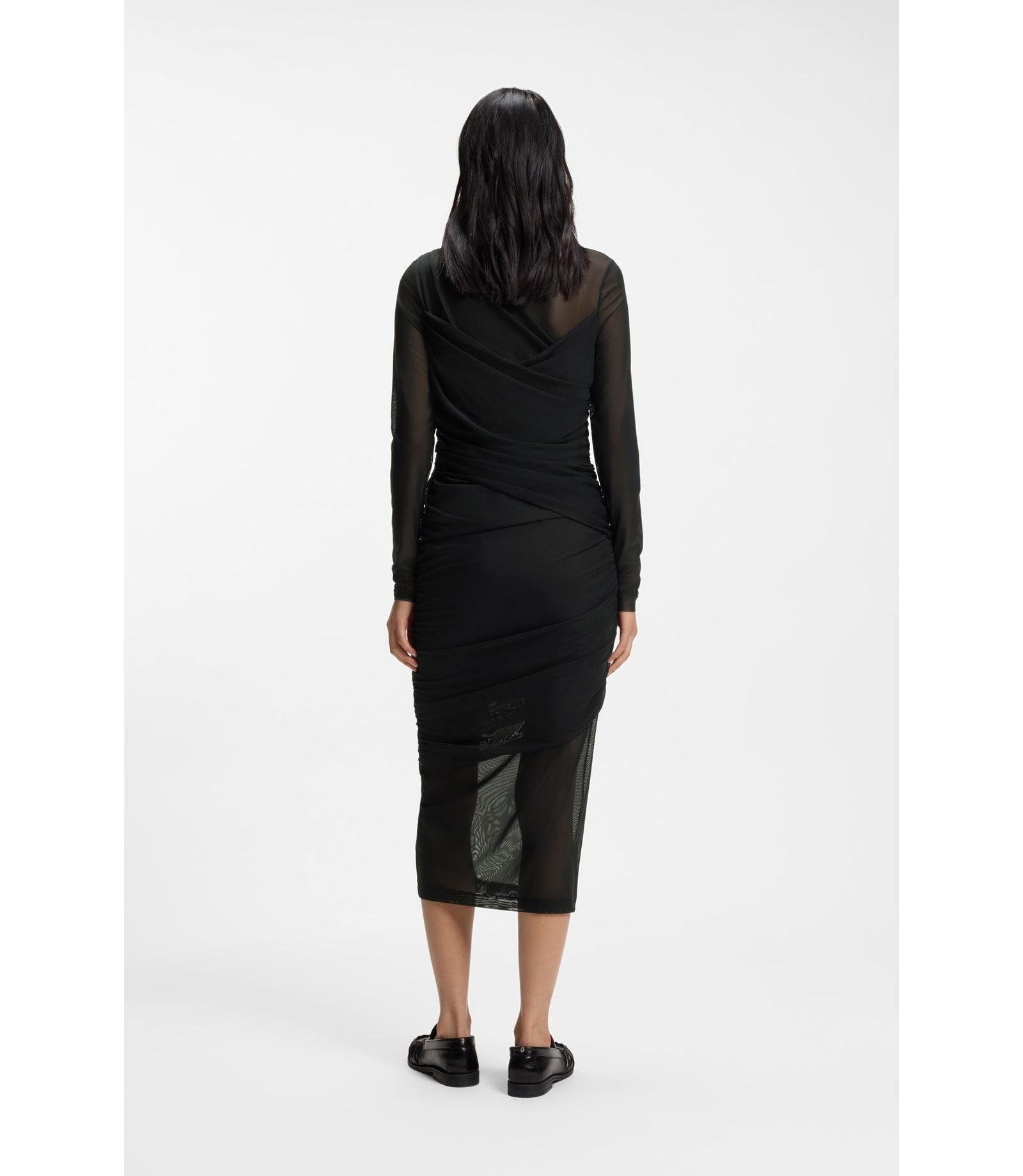 Boss Mesh Panel Dress In A Slim Fit Black Women's
