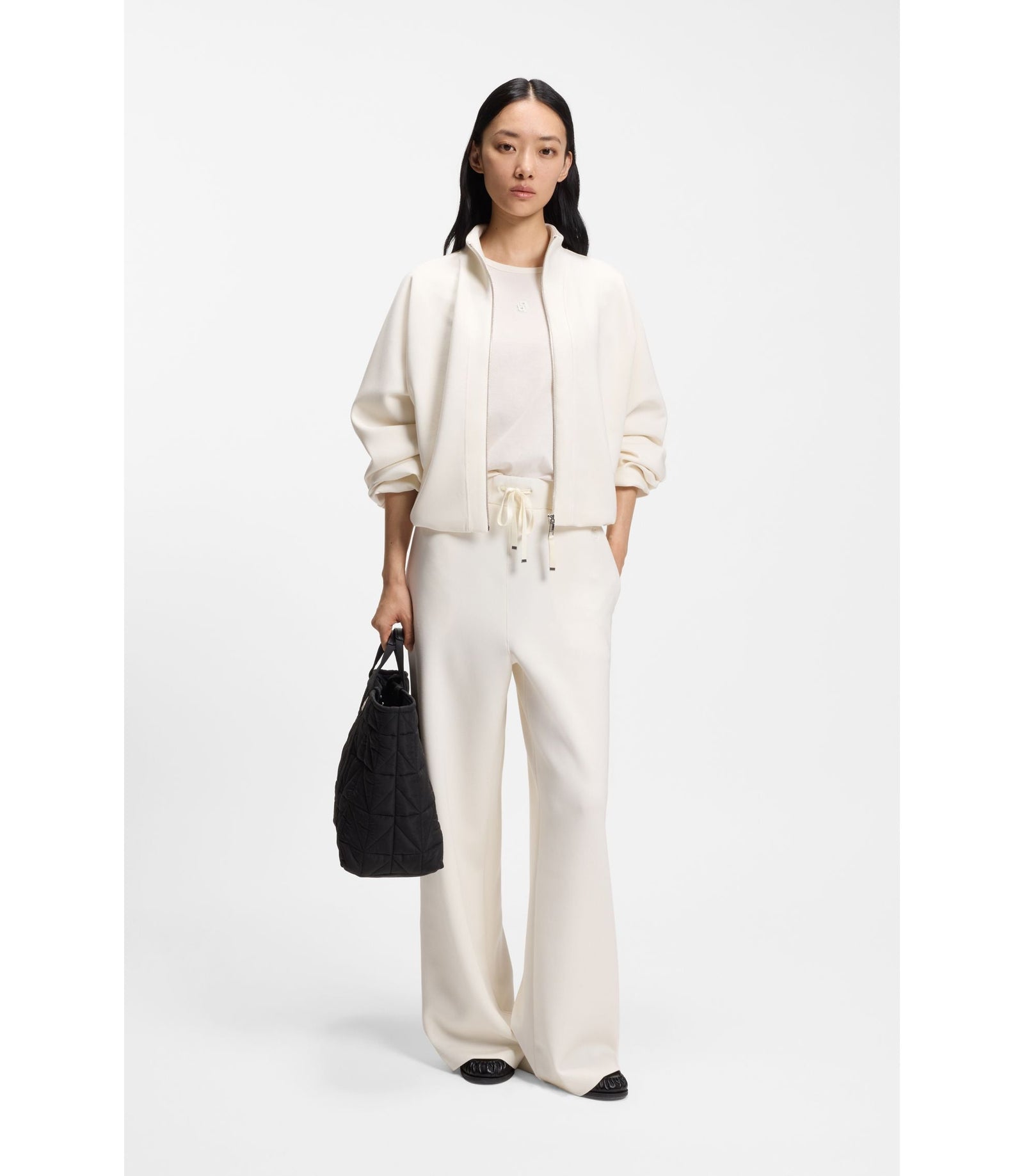 Boss Mercerised Cotton T Shirt In A Regular Fit White Women's