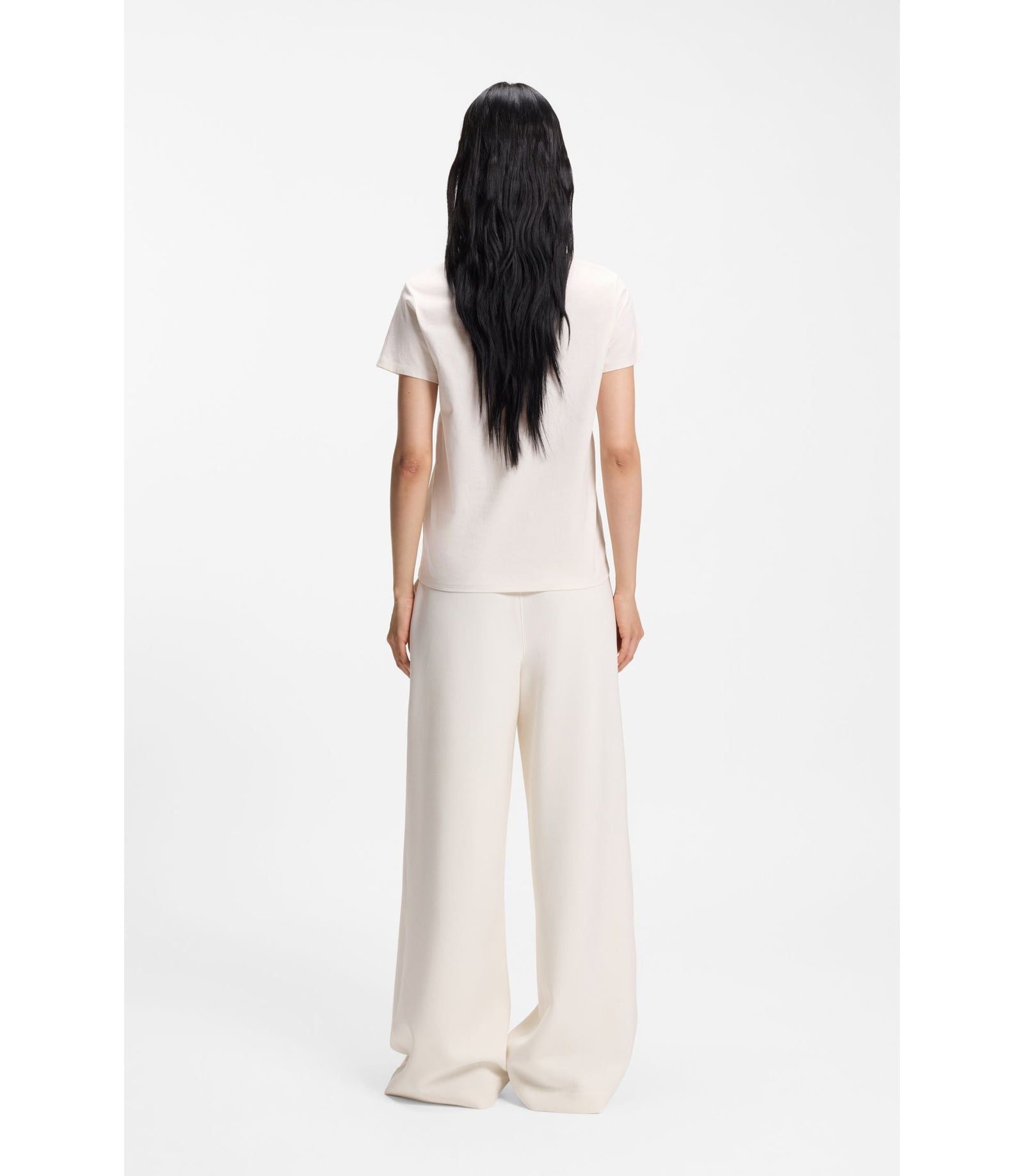 Boss Mercerised Cotton T Shirt In A Regular Fit White Women's