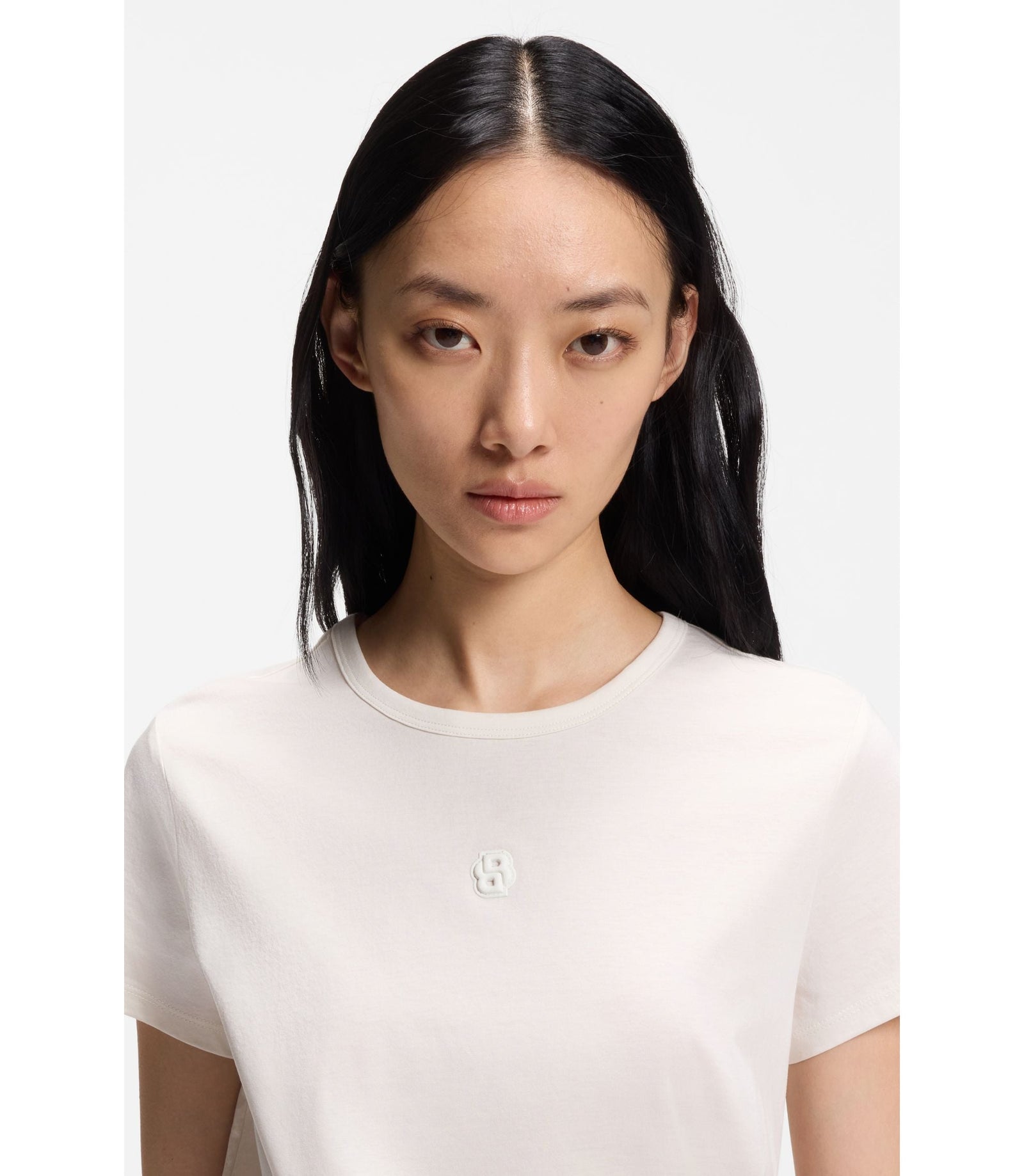 Boss Mercerised Cotton T Shirt In A Regular Fit White Women's