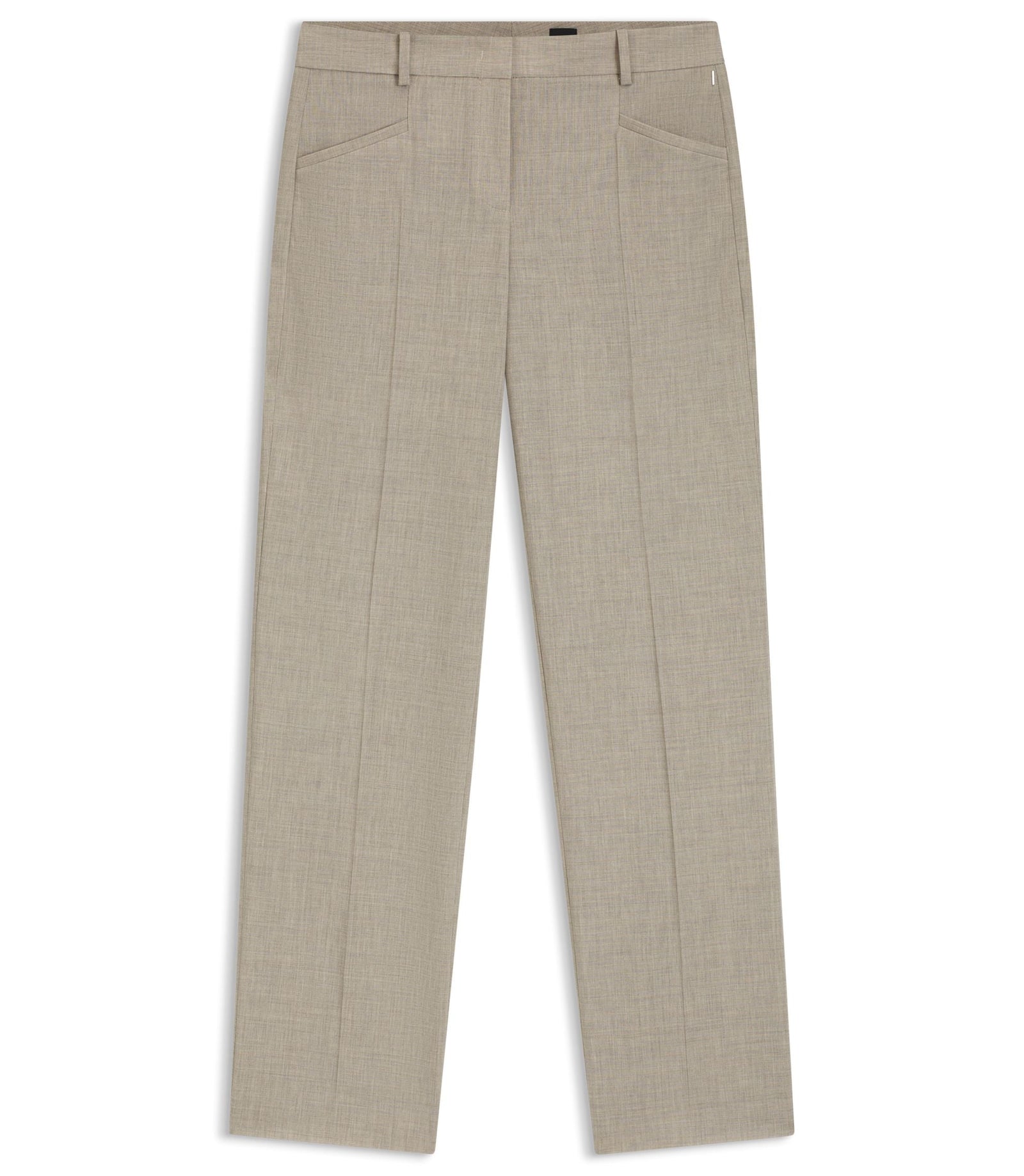 Boss Melange Relaxed Fit Trousers In Virgin Wool Light Beige Women's