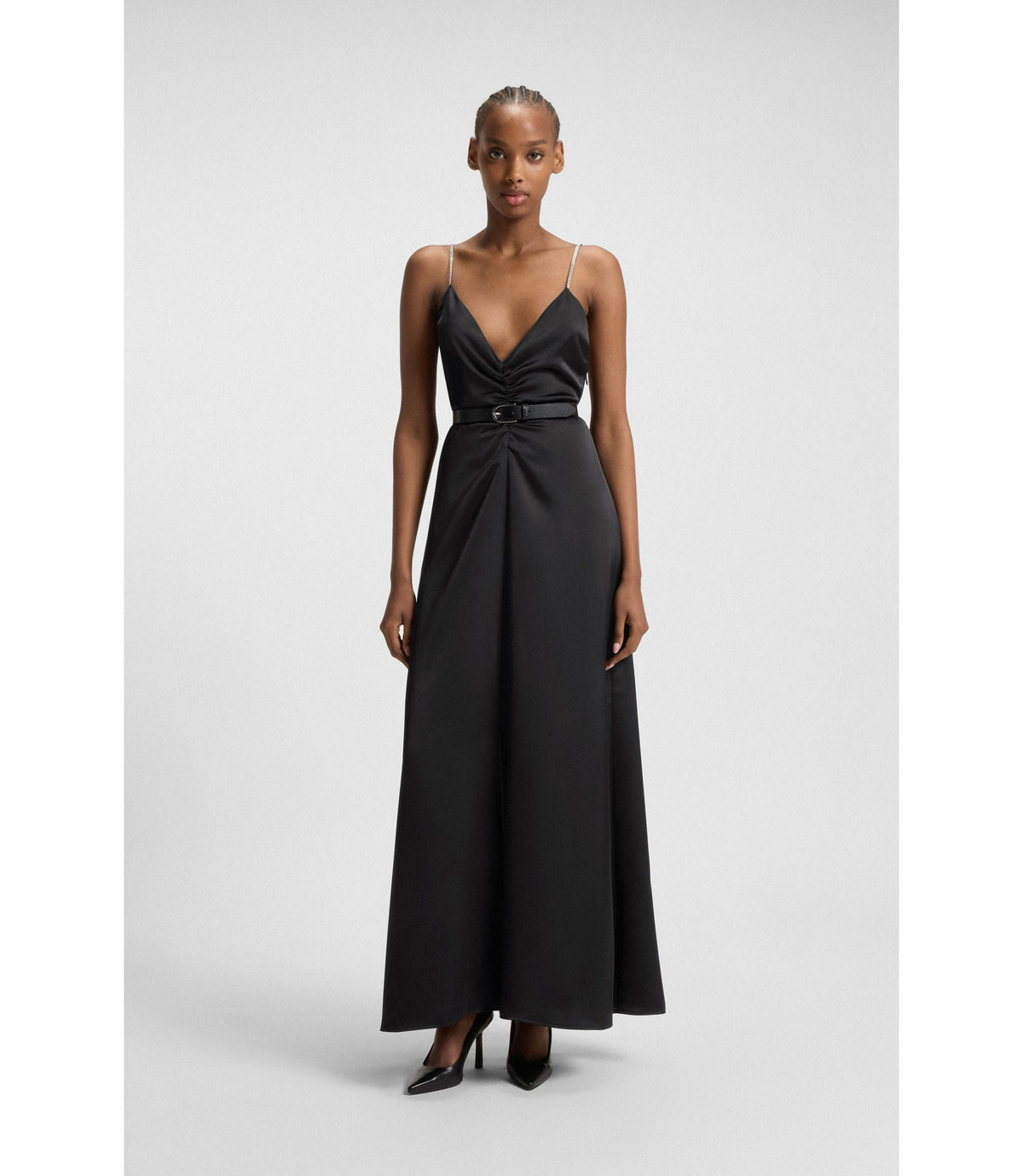 Hugo Maxi Dress With Rhinestone Straps Black Women's