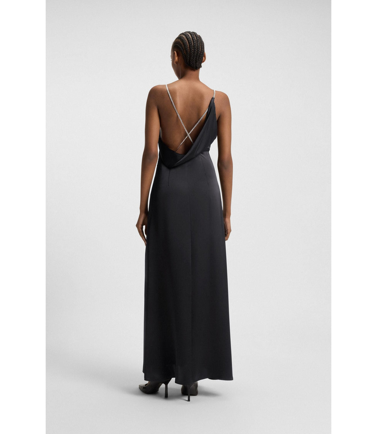Hugo Maxi Dress With Rhinestone Straps Black Women's