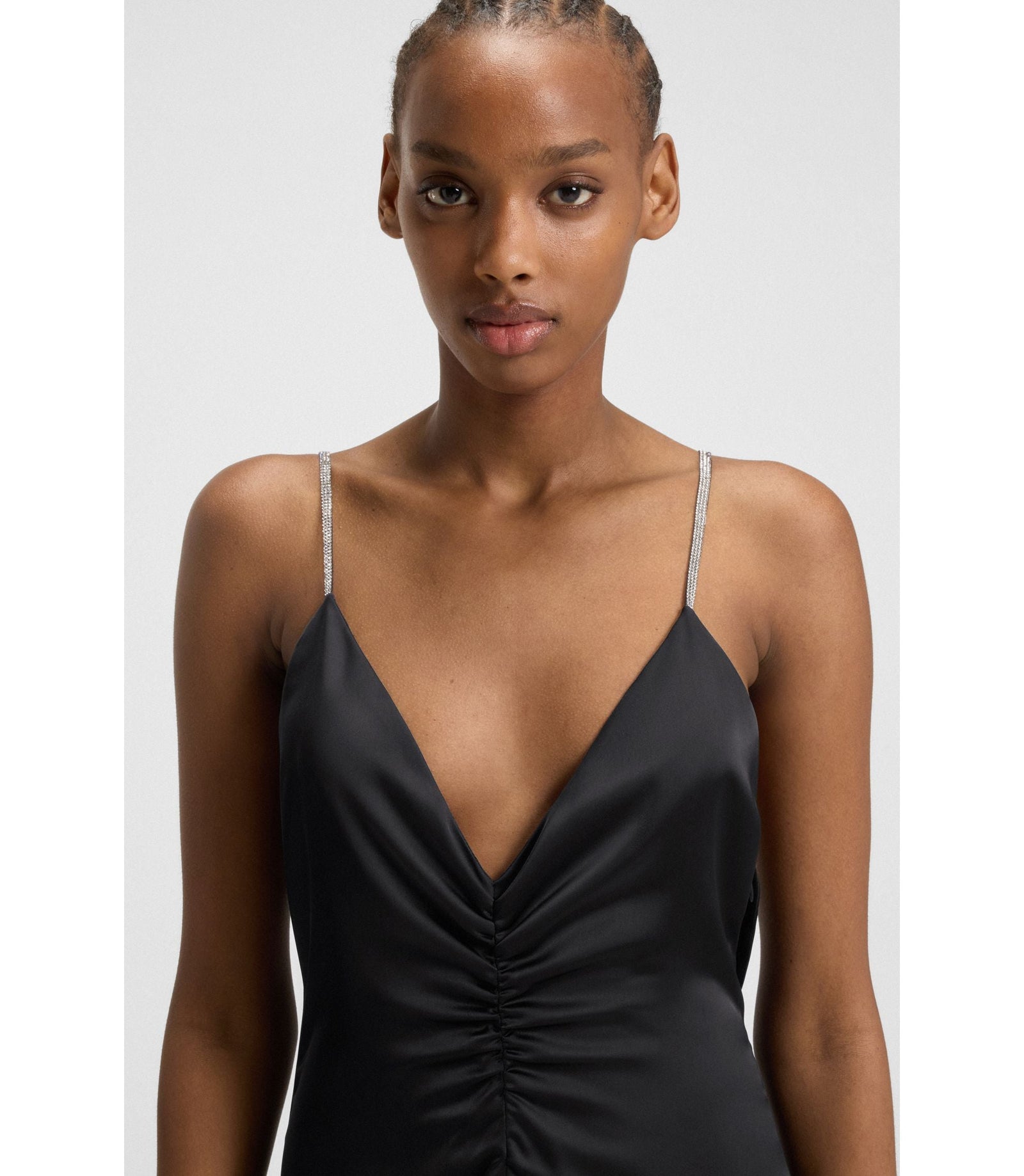 Hugo Maxi Dress With Rhinestone Straps Black Women's