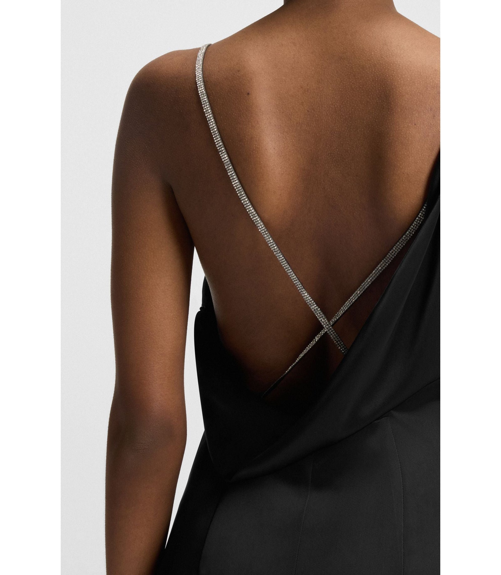 Hugo Maxi Dress With Rhinestone Straps Black Women's