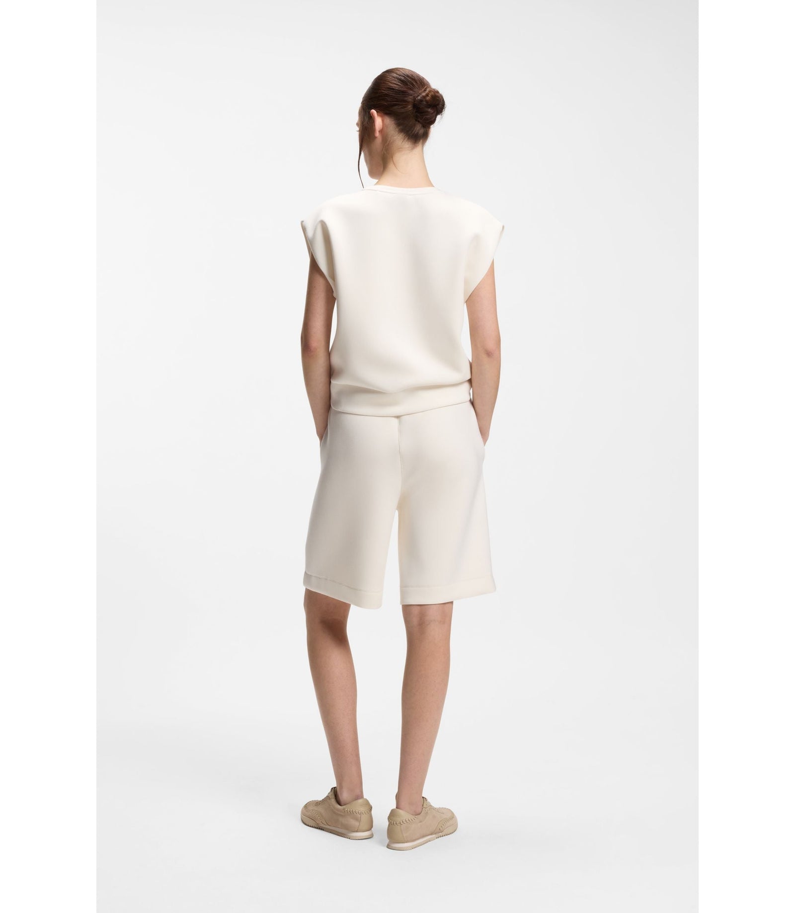 Boss Loose Fit Sweatshirt With V Cut Hemline White Women's