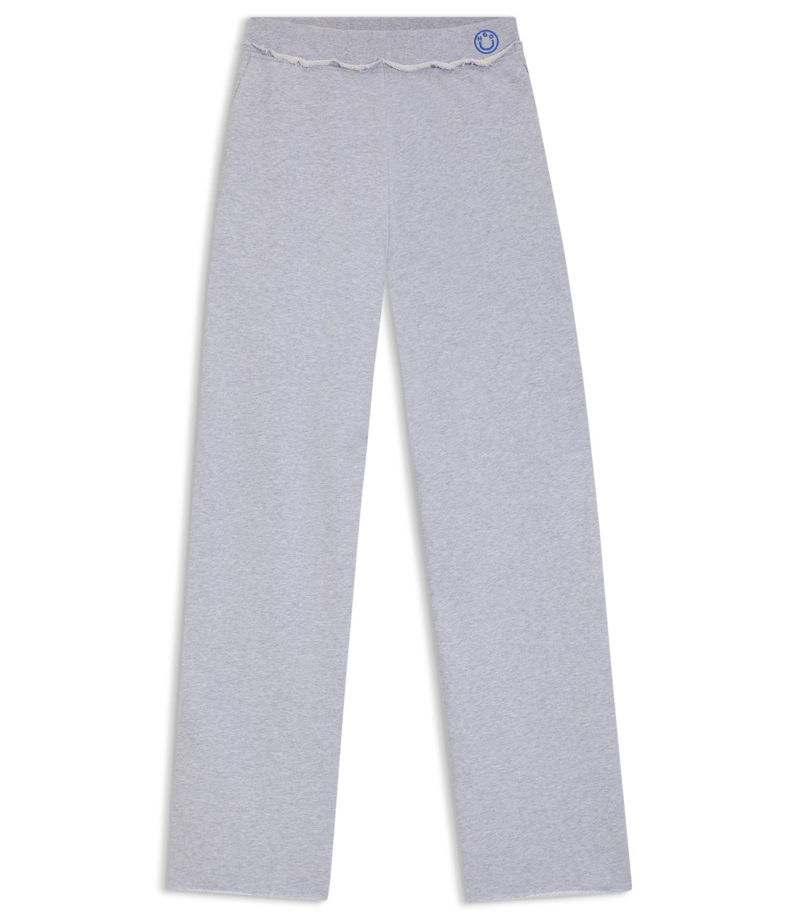 Hugo Logo Waistband Tracksuit Bottoms In Cotton Terry Light Grey Women's