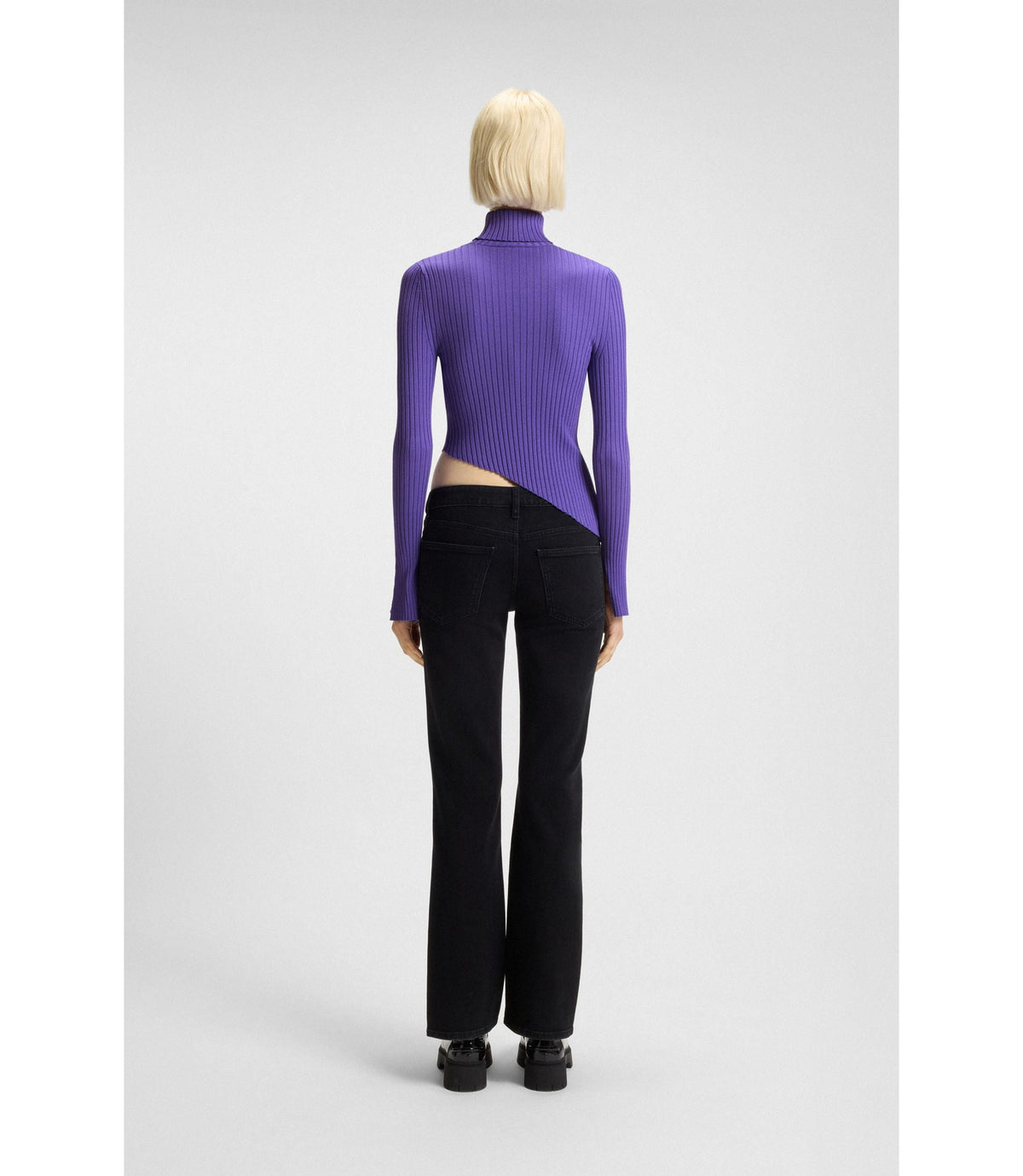 Hugo Logo Badge Sweater With Asymmetric Him Purple Women's