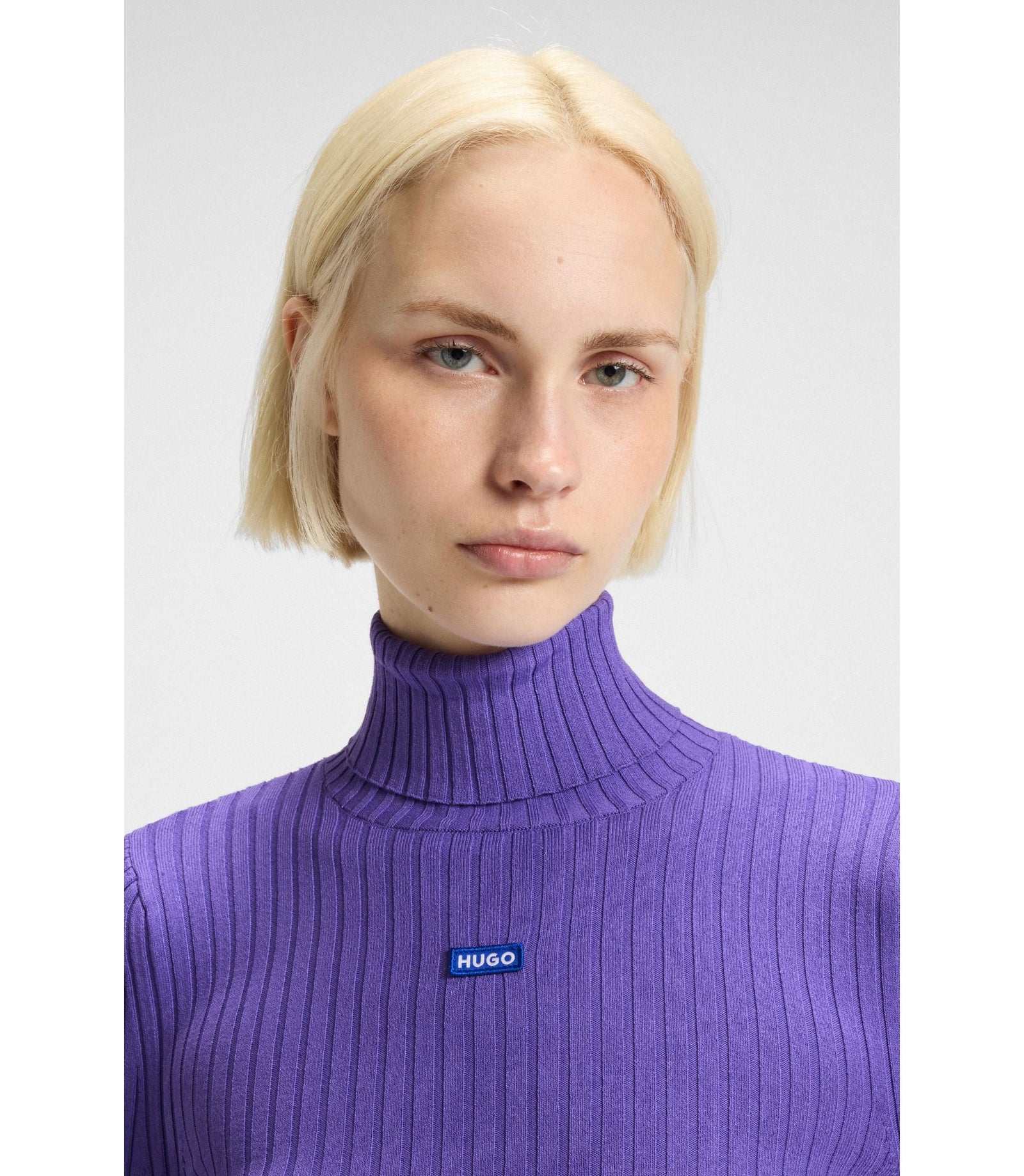 Hugo Logo Badge Sweater With Asymmetric Him Purple Women's