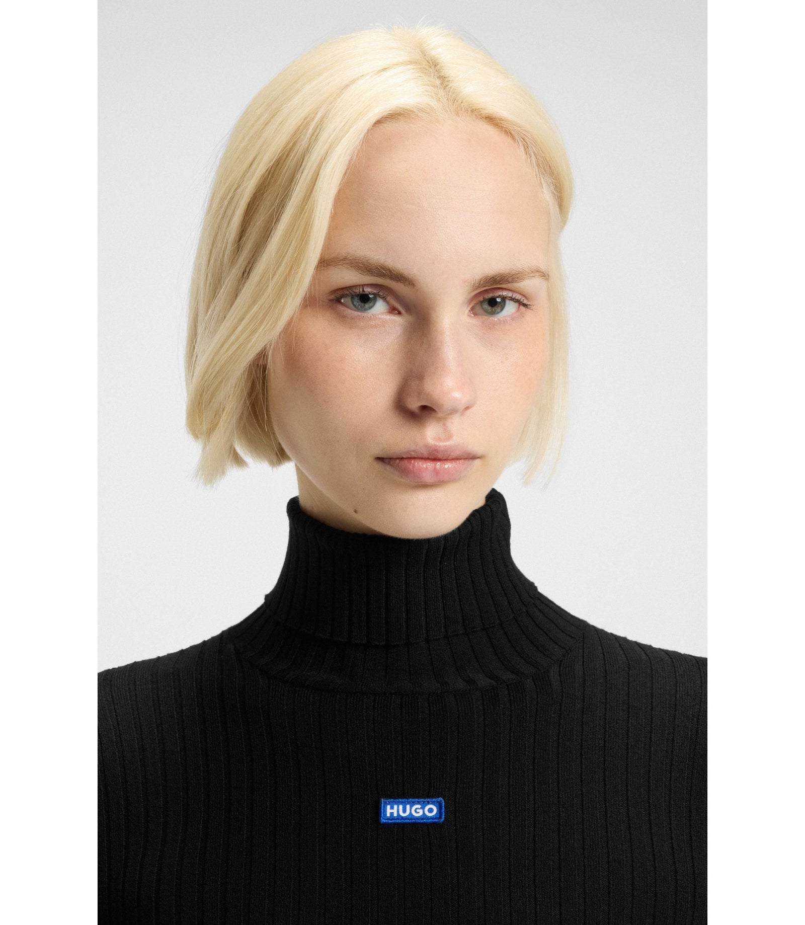 Hugo Logo Badge Sweater With Asymmetric Him Black Women's