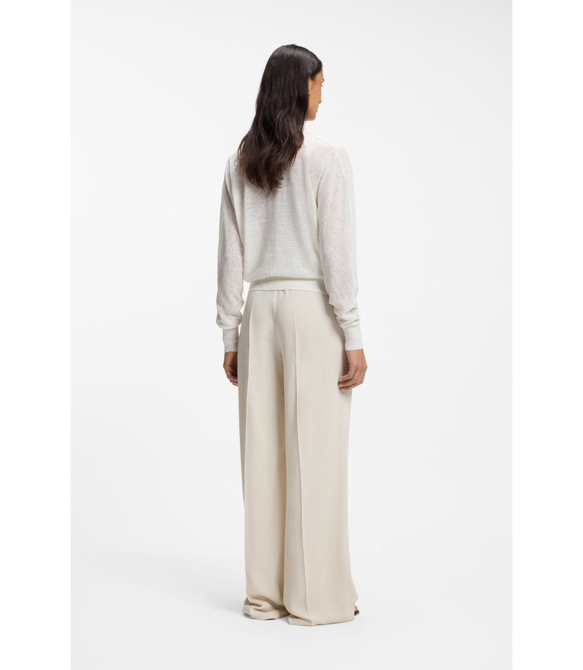 Boss Linen Cotton Cardigan With Buttoned Front White Women's