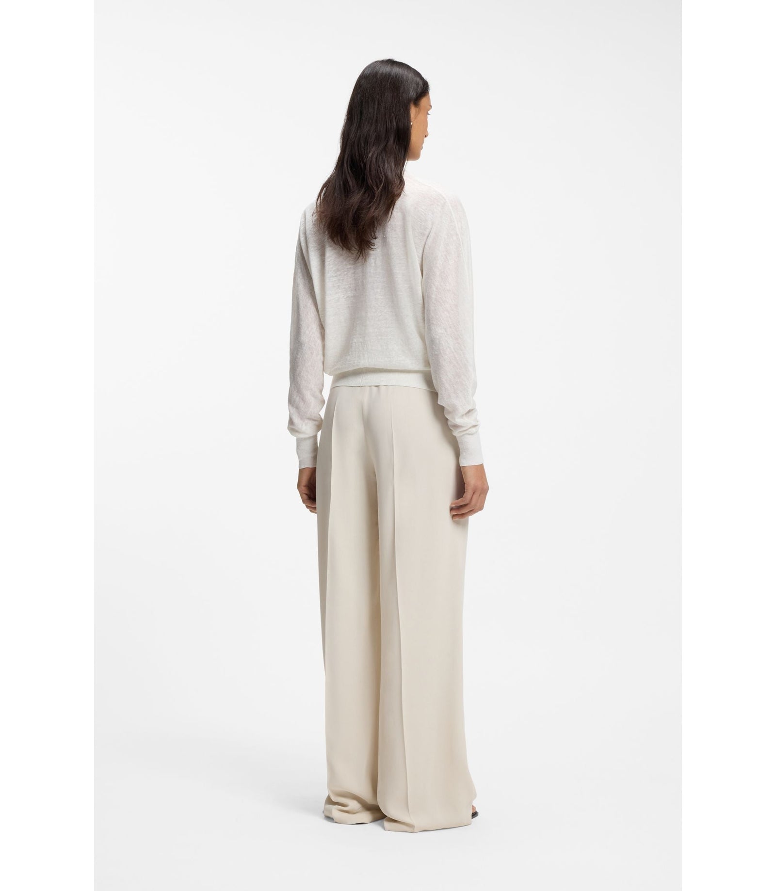 Boss Linen Cotton Cardigan With Buttoned Front White Women's