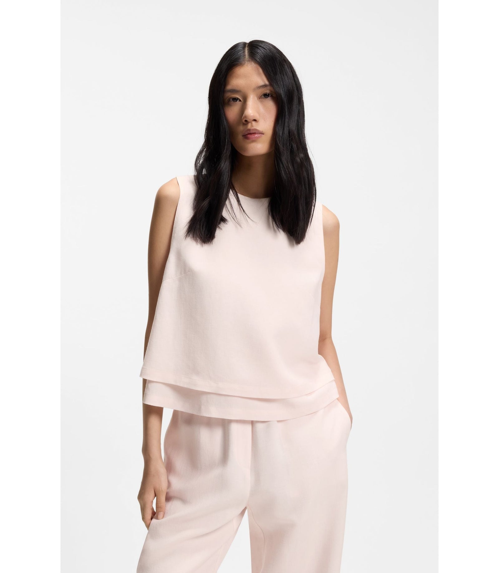 Boss Layered Top With Open Back Light Pink Women's