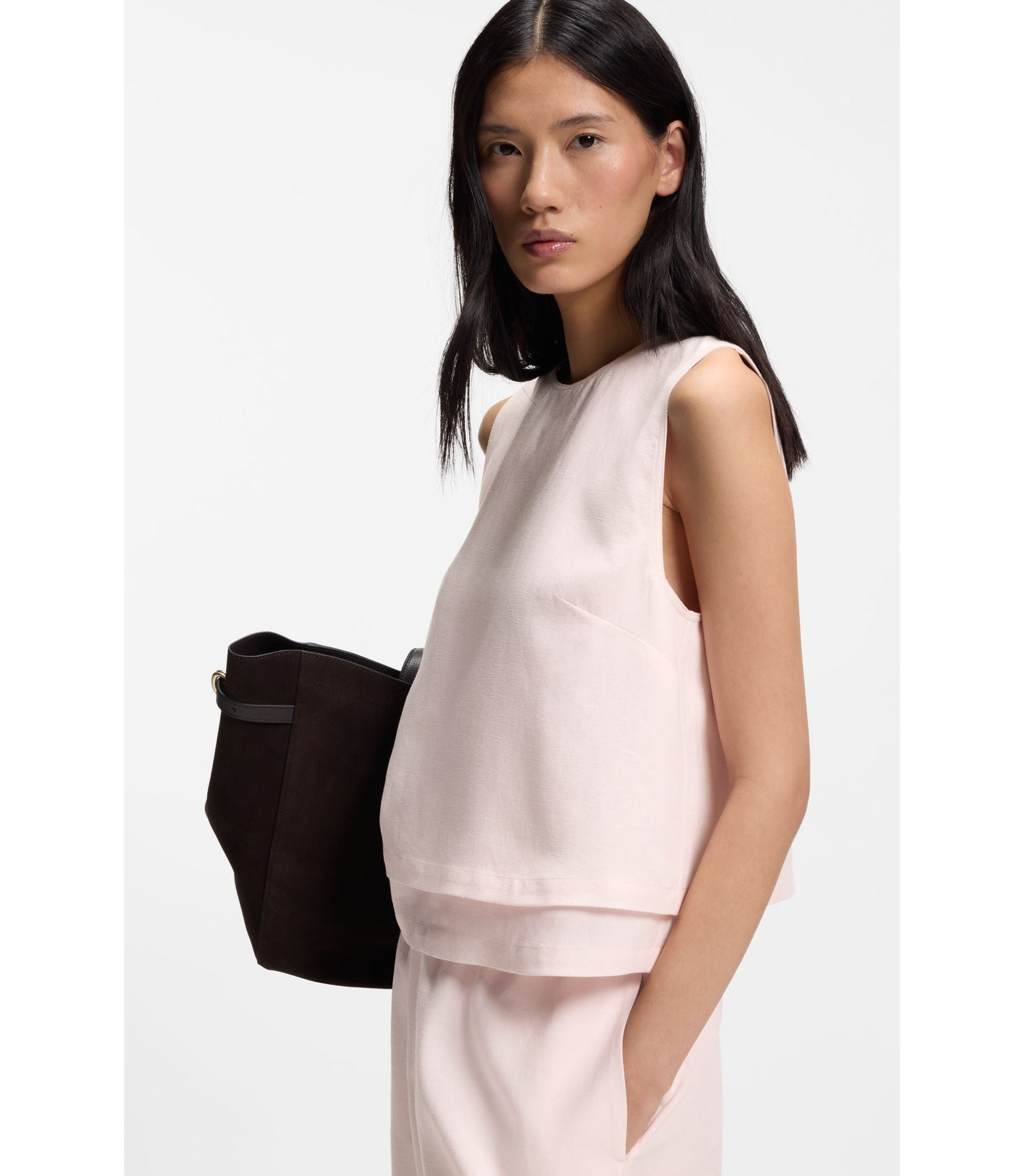 Boss Layered Top With Open Back Light Pink Women's