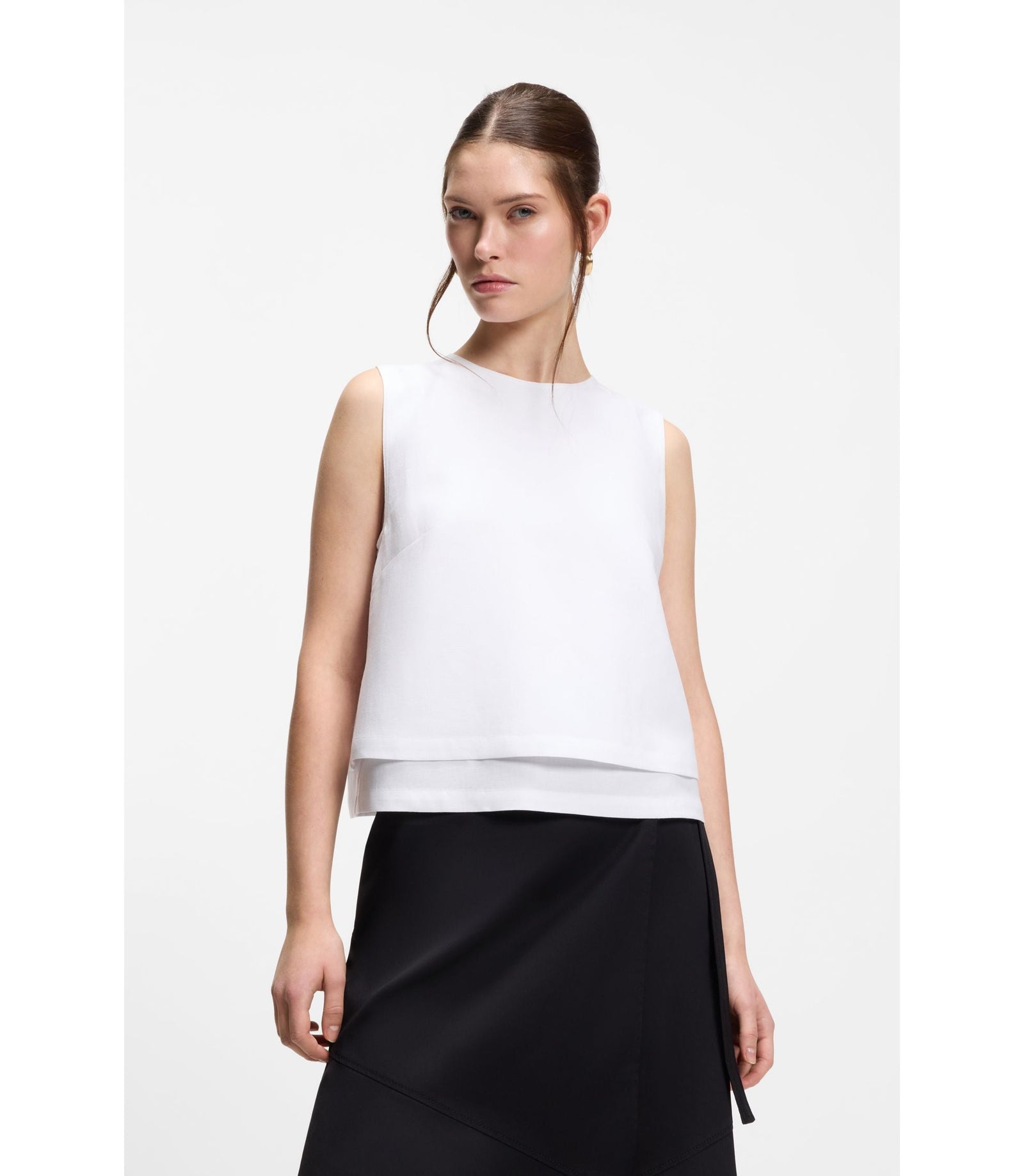 Boss Layered Top With Open Back White Women's