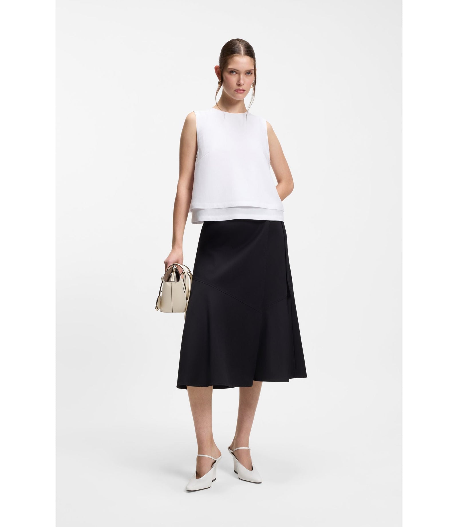 Boss Layered Top With Open Back White Women's