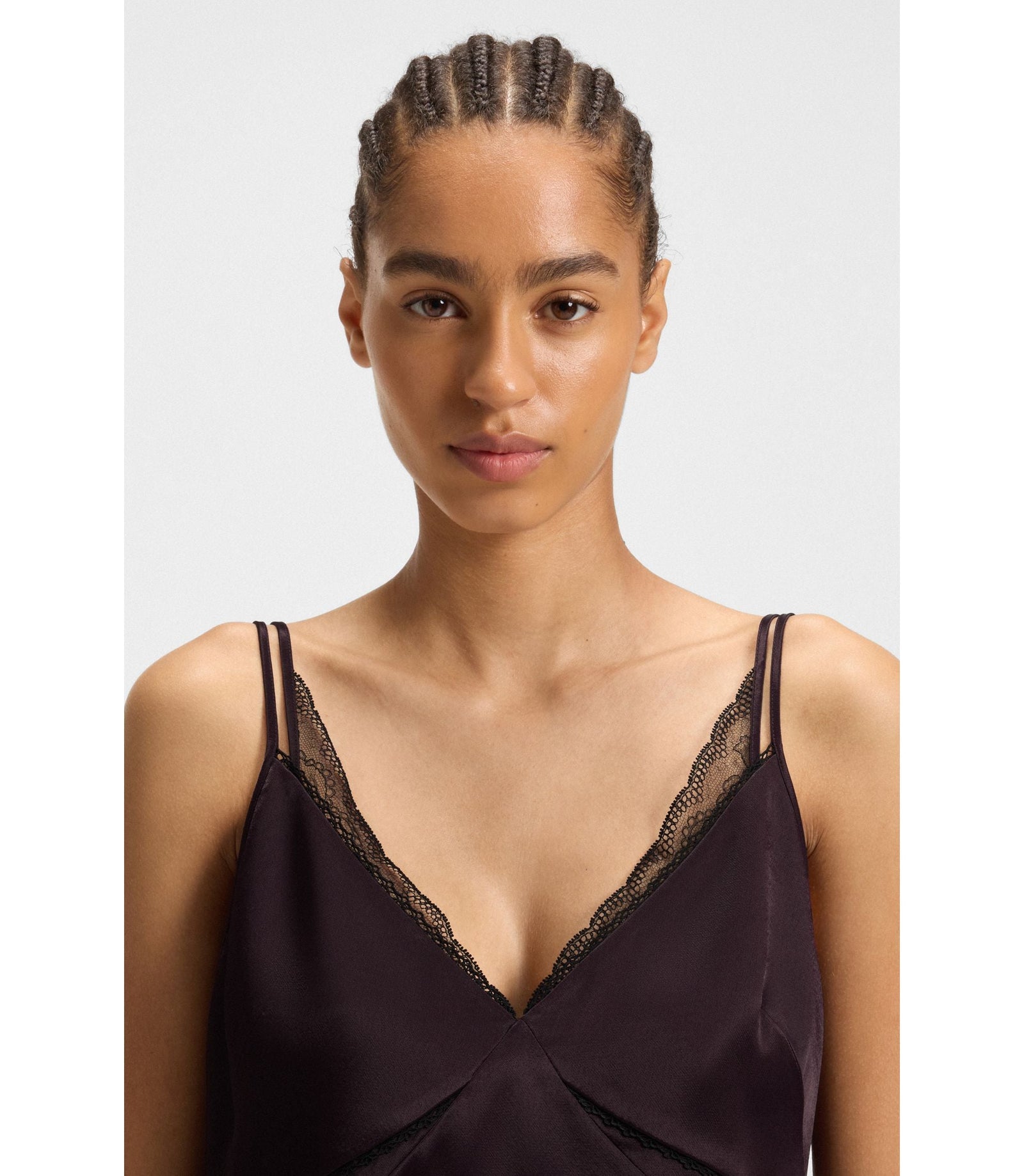 Boss Lace Trim Camisole In Satin Light Purple Women's