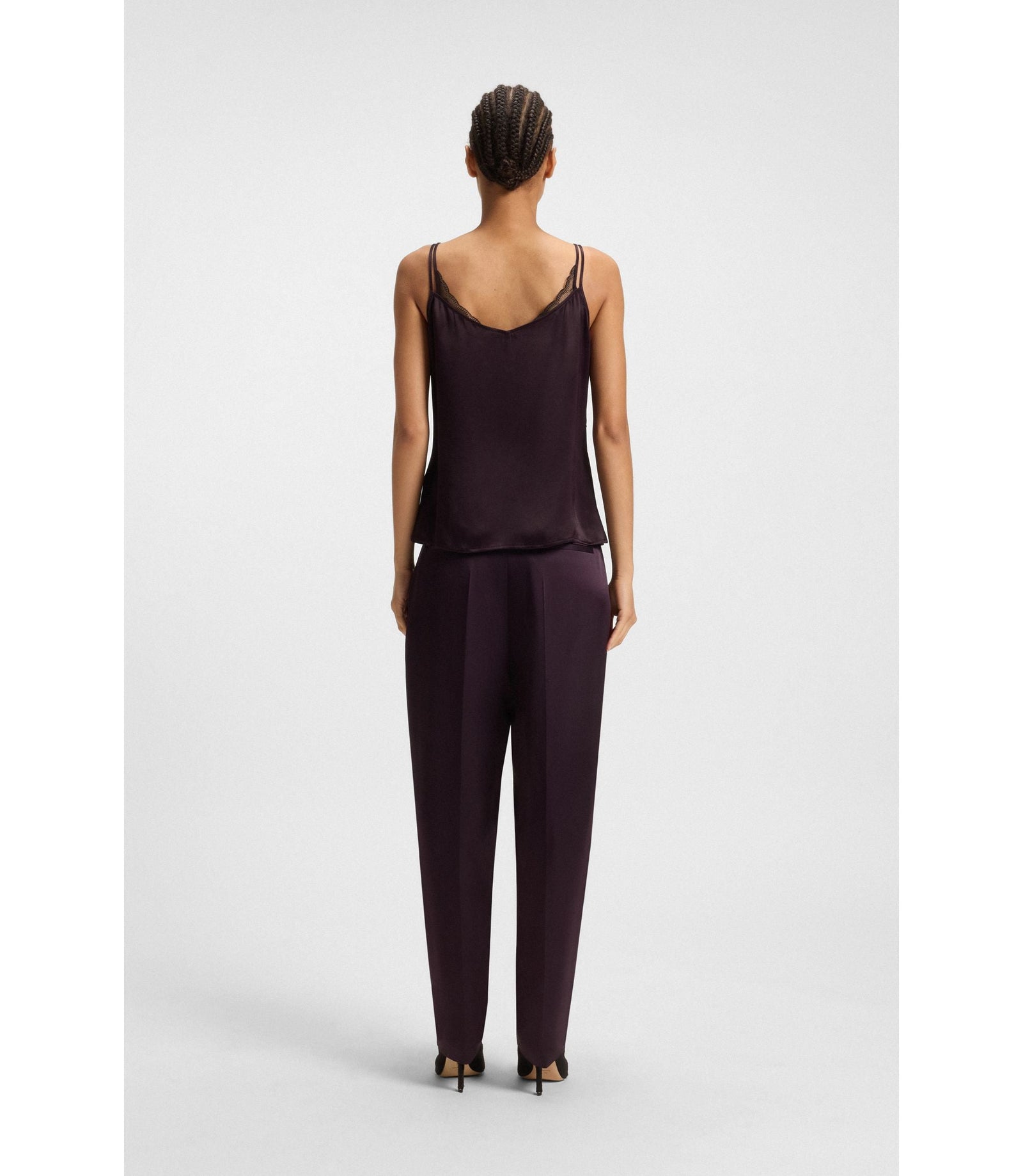Boss Lace Trim Camisole In Satin Light Purple Women's