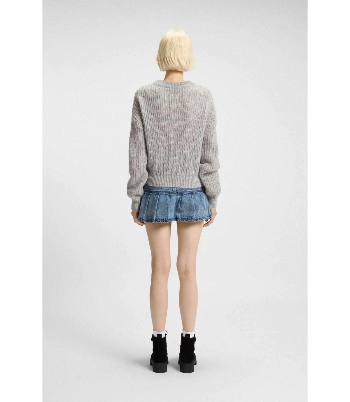 Hugo Knitted Sweater With Happy Hugo Badge Light Grey Women's