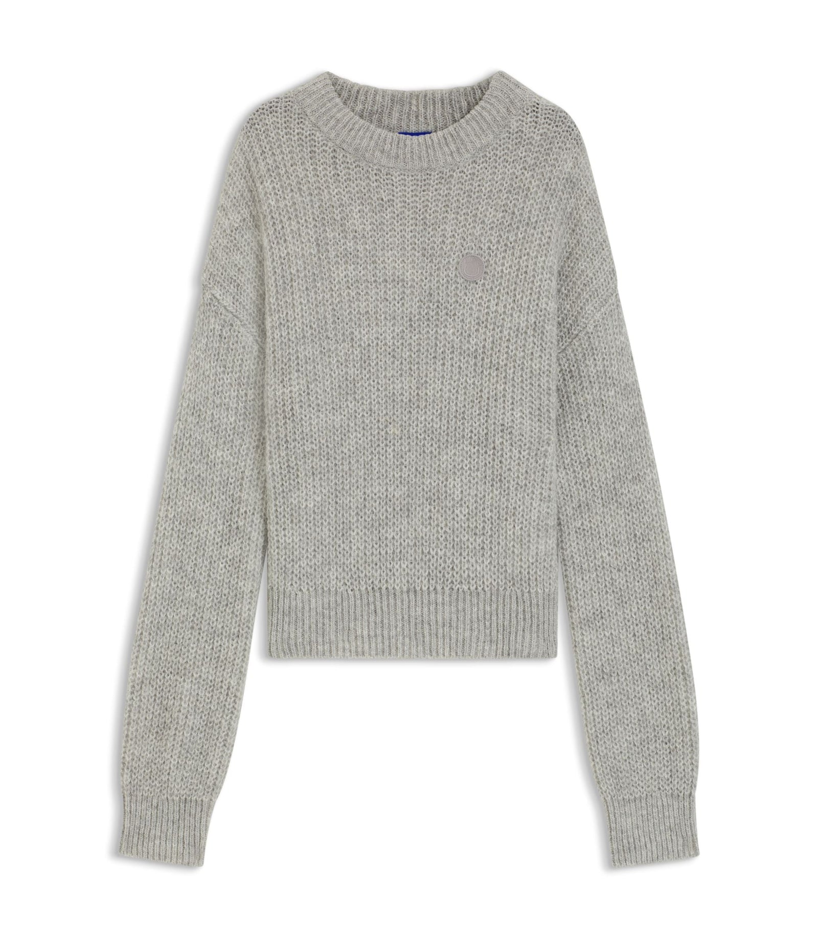 Hugo Knitted Sweater With Happy Hugo Badge Light Grey Women's