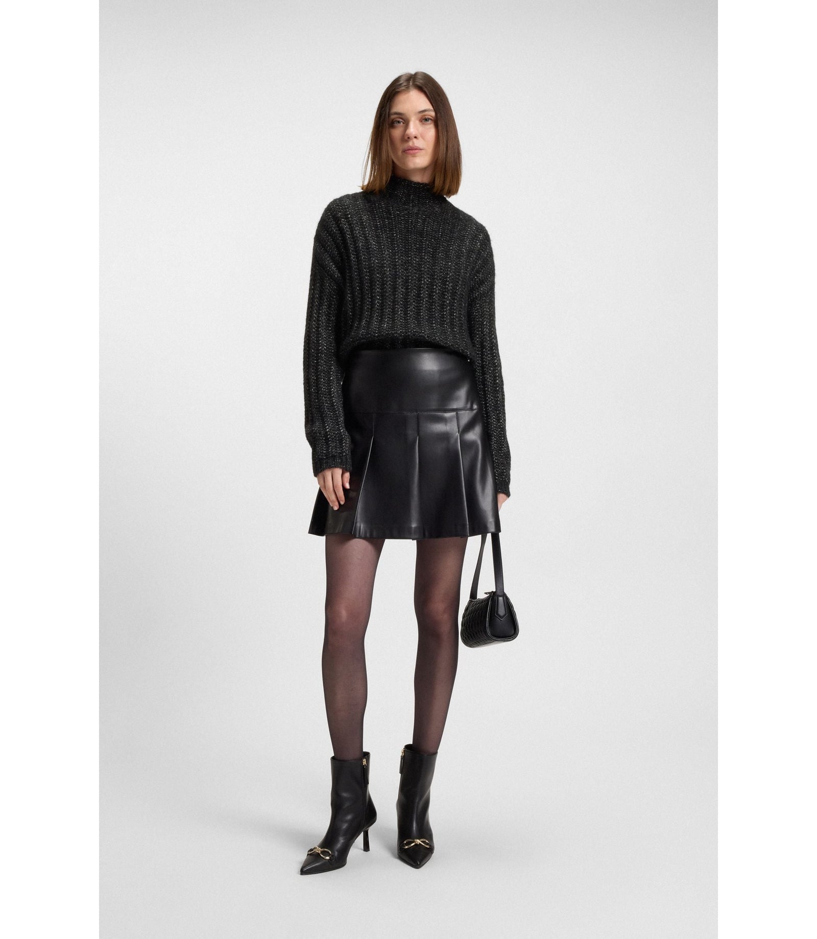 Hugo Knitted Sweater With Bold Ribbed Structure Black Women's