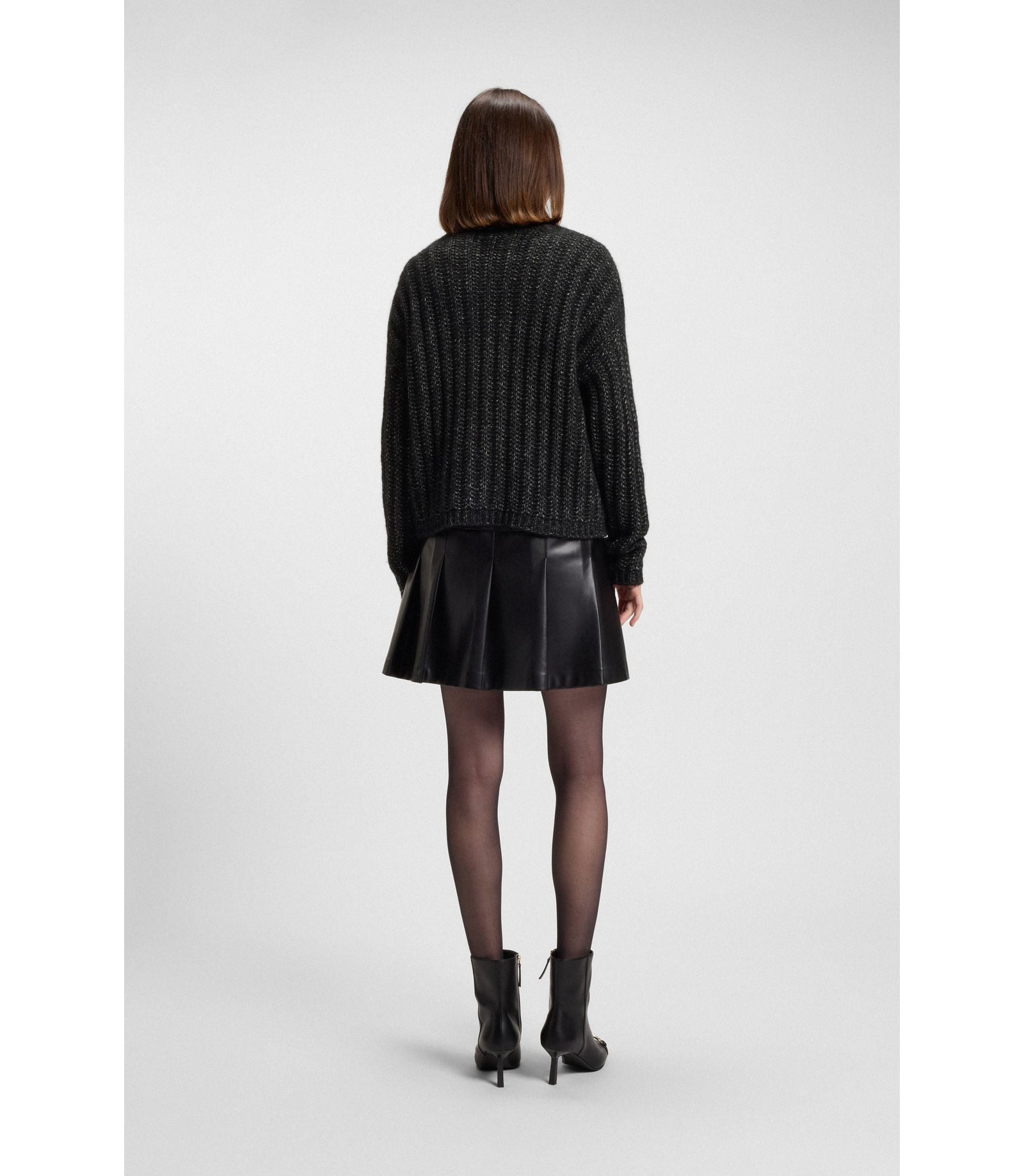 Hugo Knitted Sweater With Bold Ribbed Structure Black Women's