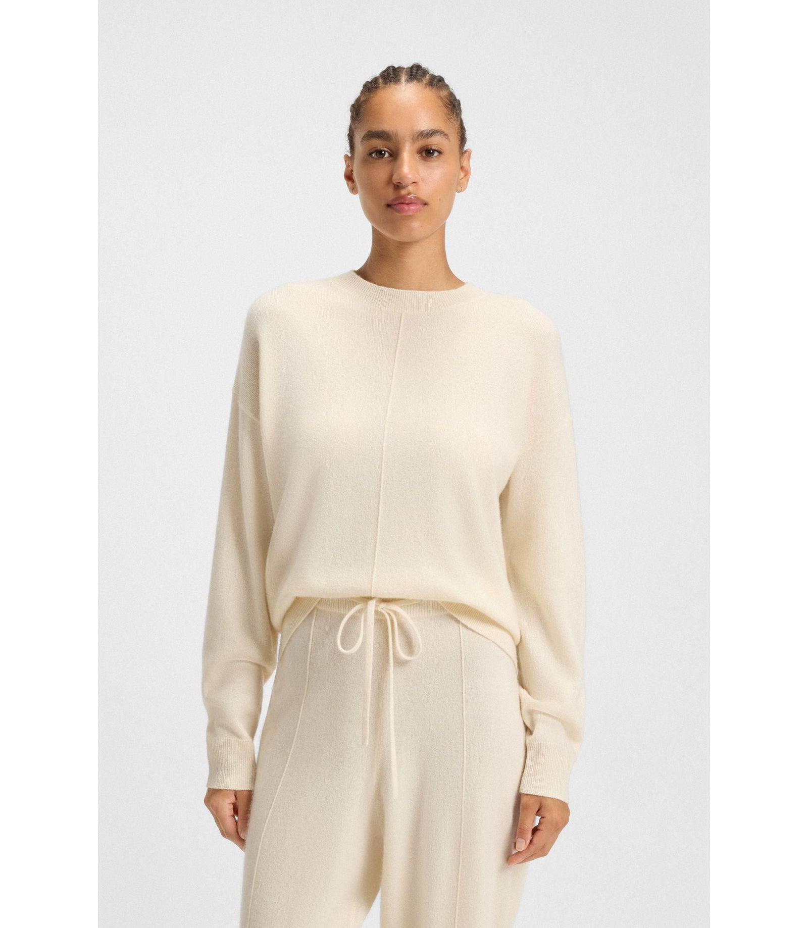 Boss Knitted Sweater In 100 Cashmere White Women's