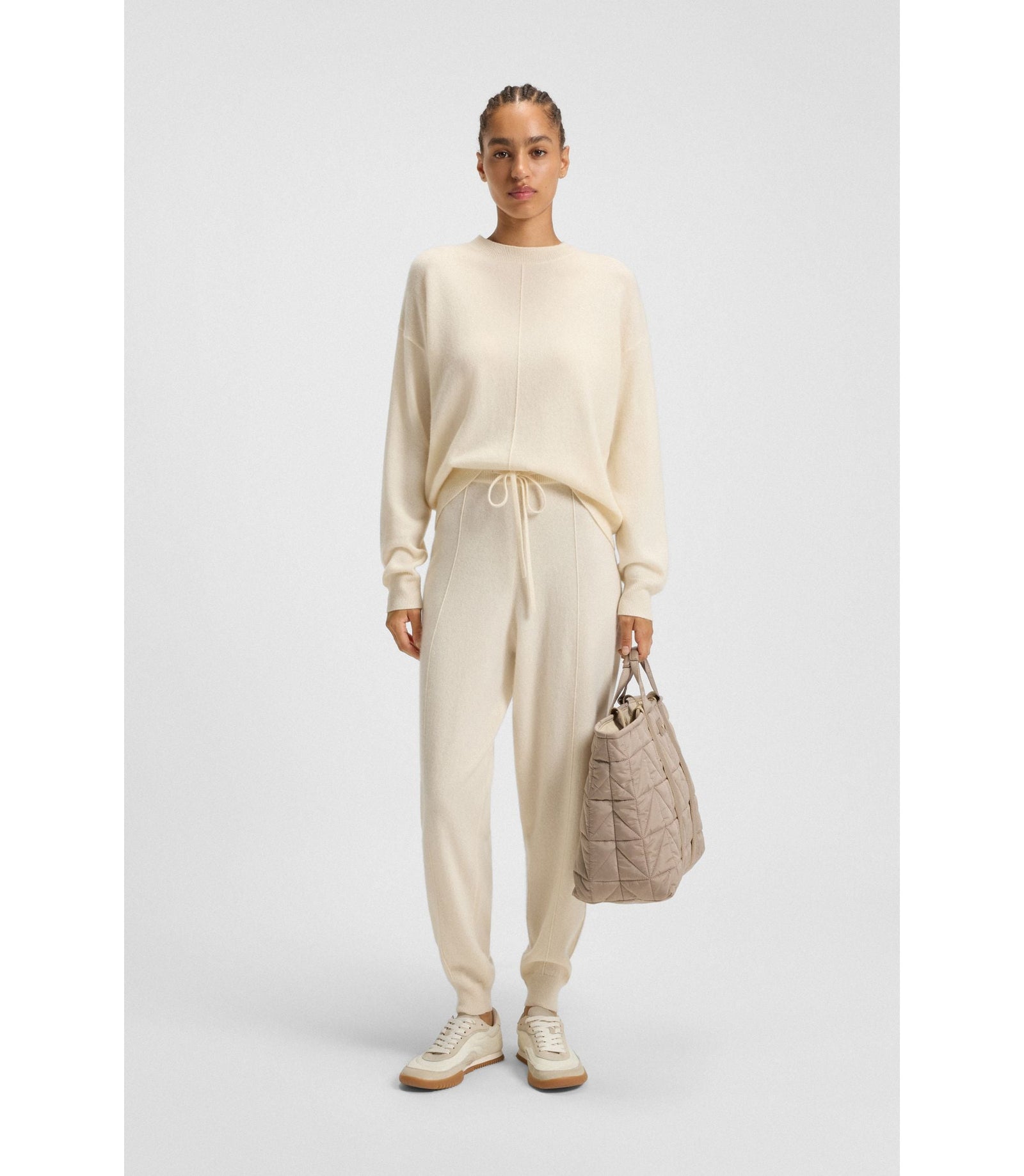 Boss Knitted Sweater In 100 Cashmere White Women's