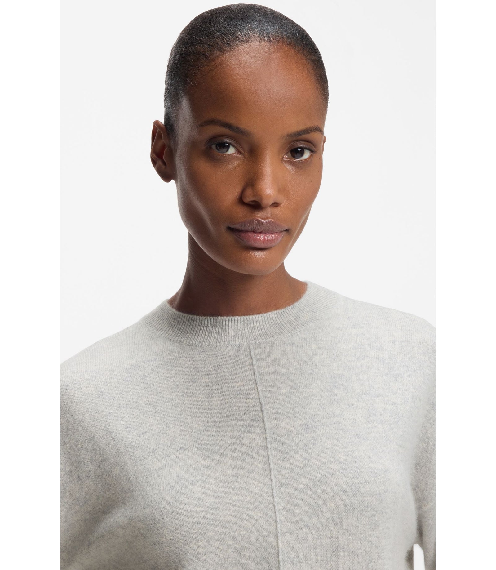 Boss Knitted Sweater In 100 Cashmere Light Grey Women's